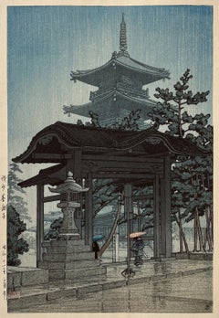 Zentsuji-Tempel im Regen -  aus den seres Collected Views of Japan II