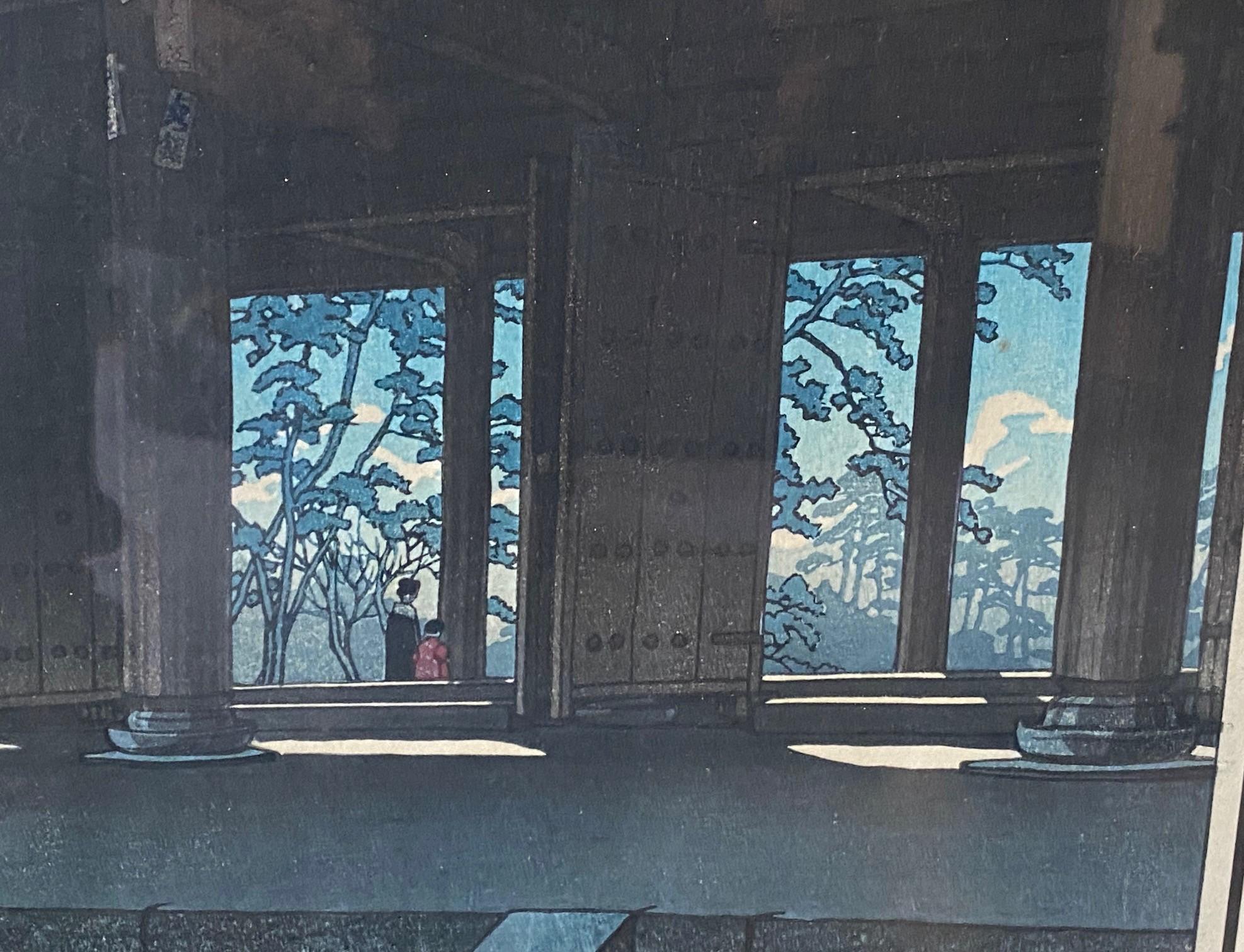 Kawase Hasui Rare Signed Japanese Woodblock Print Chionin Temple In Kyoto, 1933 In Good Condition In Studio City, CA