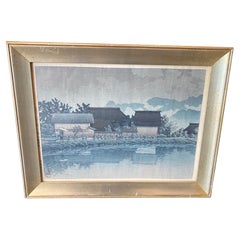 Kawase Hasui firma la stampa su legno giapponese Pioggia a Yasuniwa, Prefettura di Nagano Kawase Hasui firma la stampa su legno giapponese Pioggia a Yasuniwa, Prefettura di Nagano