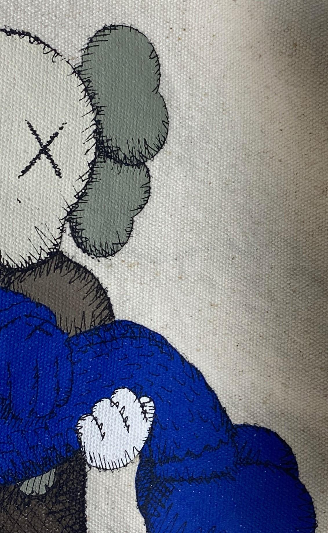 KAWS Brian Donnelly Rare Signed Natural Canvas Uniqlo X Tote Shopping Bag Gone For Sale 3