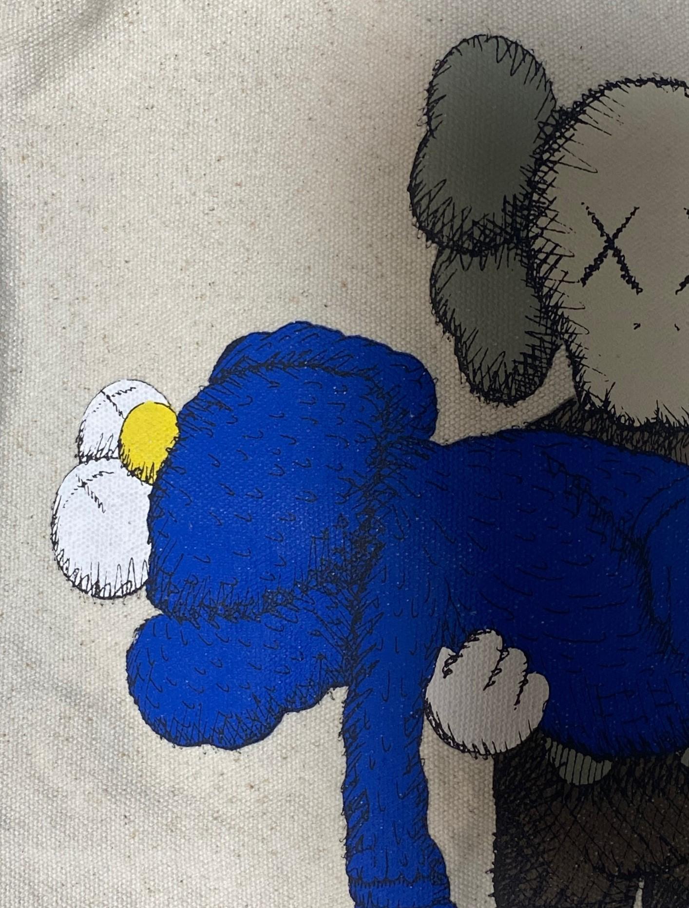 KAWS Brian Donnelly Rare Signed Natural Canvas Uniqlo X Tote Shopping Bag Gone For Sale 4