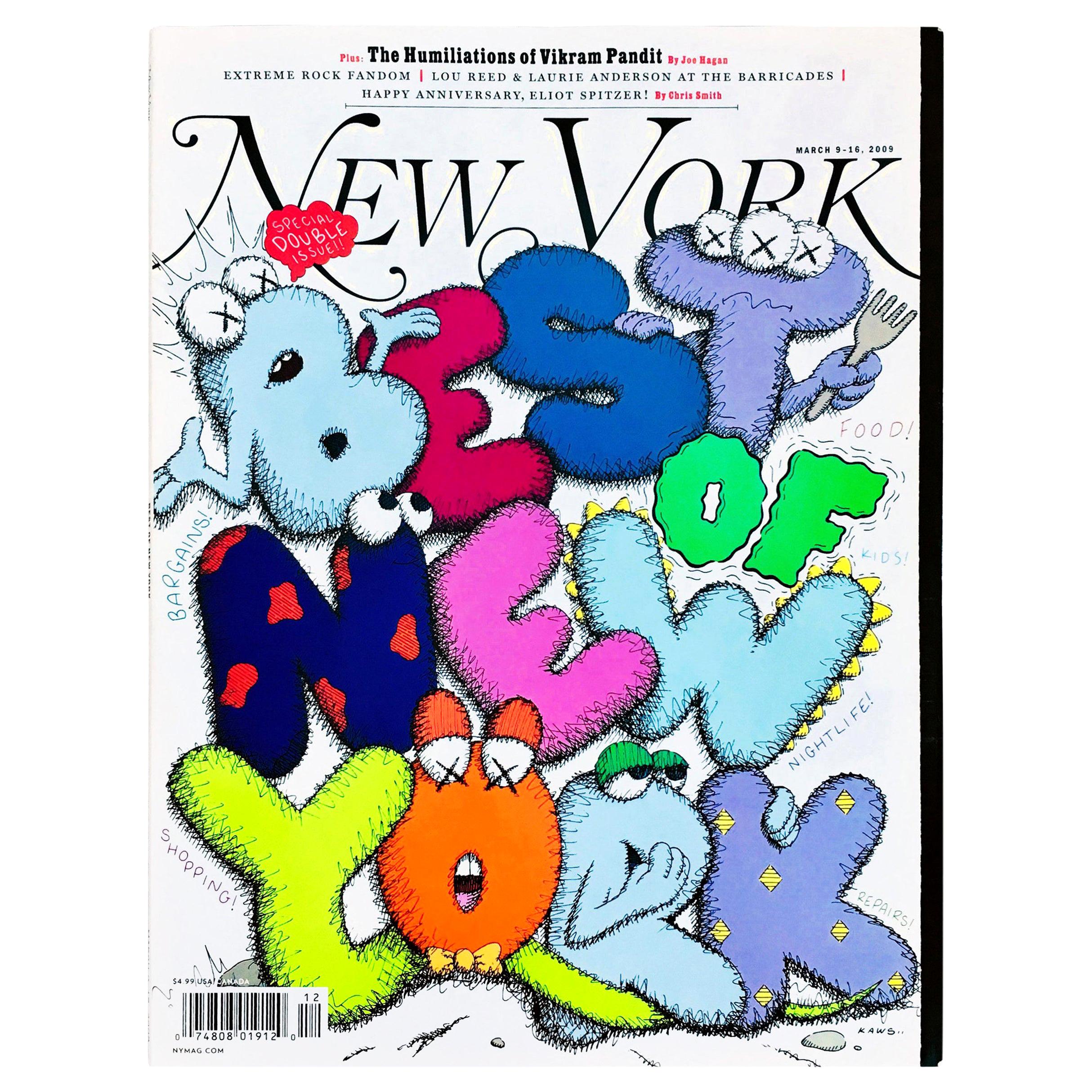 After previously working on the covers of ID magazine and complex, Kaws did the cover art for New York Magazine’s “Best Of New York 2009” issue.

Approximately measures: 9 x 12 inches, minor signs of handling; otherwise very good condition, full