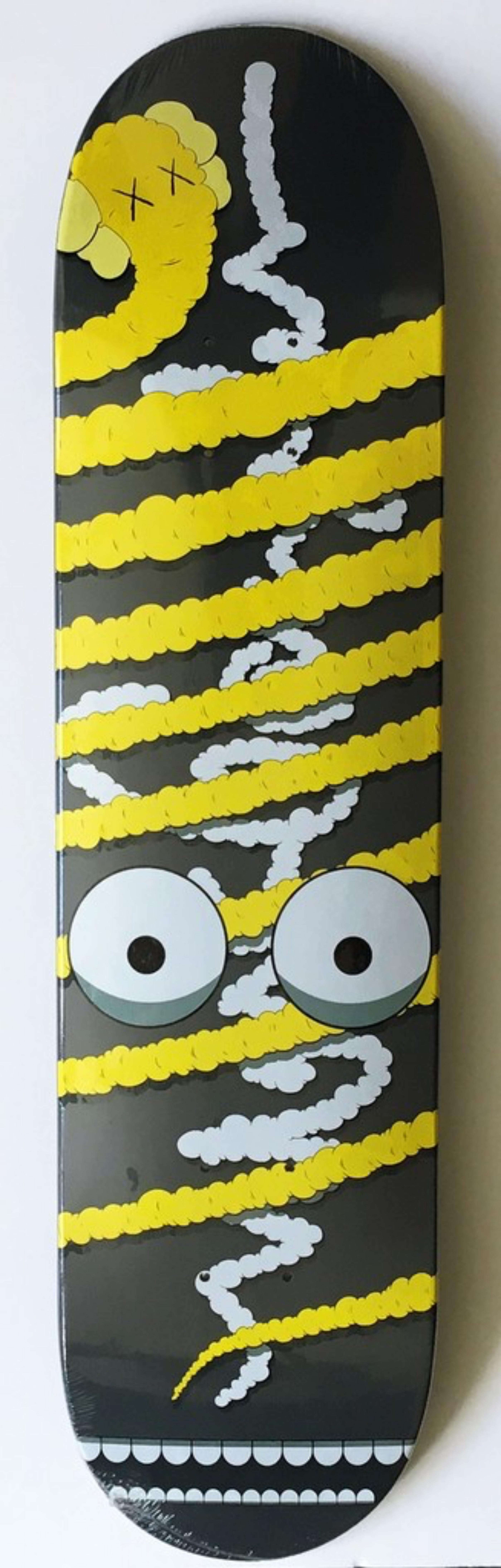 KAWS Animal Print - Yellow Snake skateboard, hand numbered 46/500 Street Art Pop Art skate deck LtEd