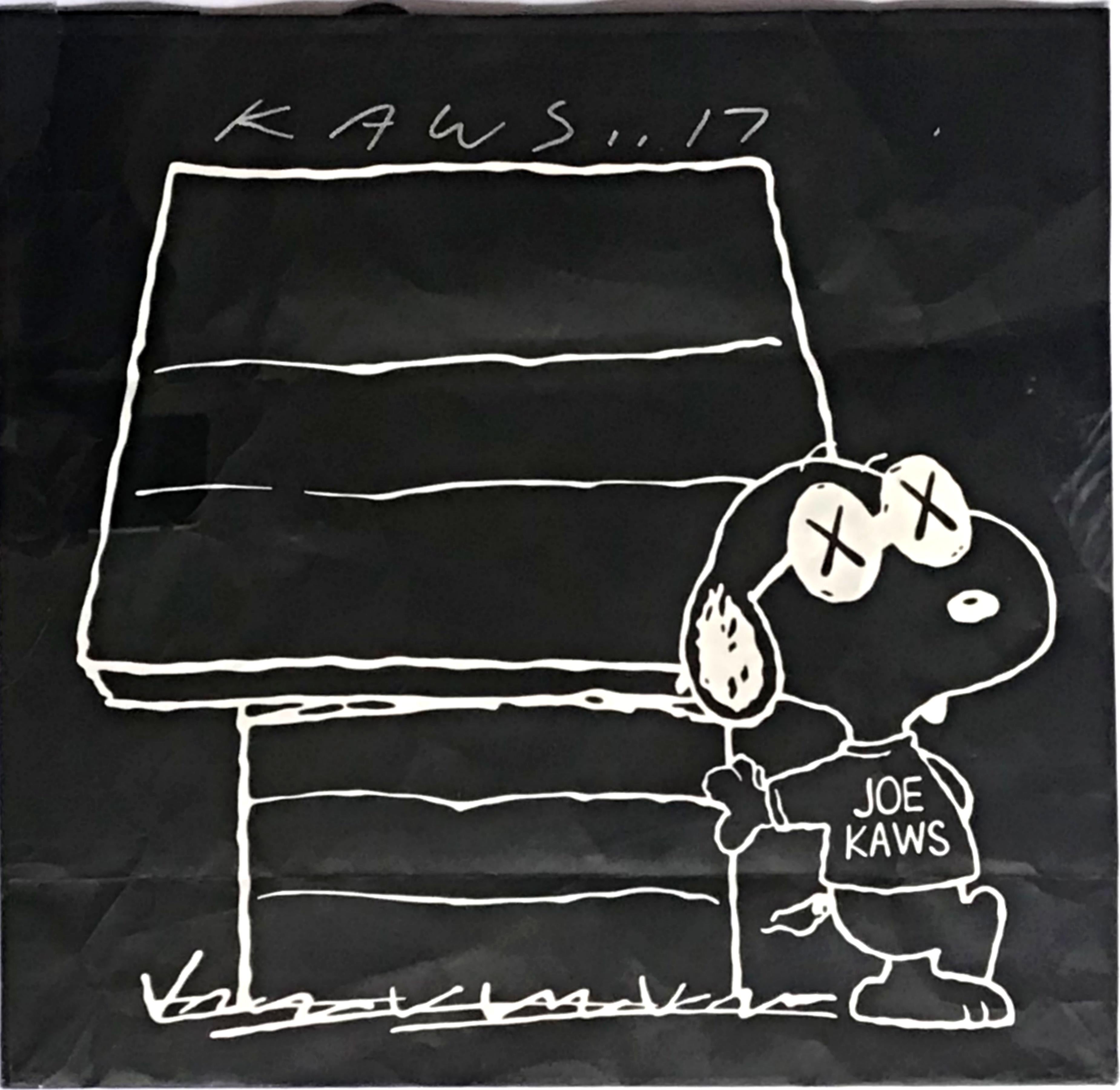 Artist designed shopping bag lithograph on paper (Hand signed by KAWS at Uniqlo)