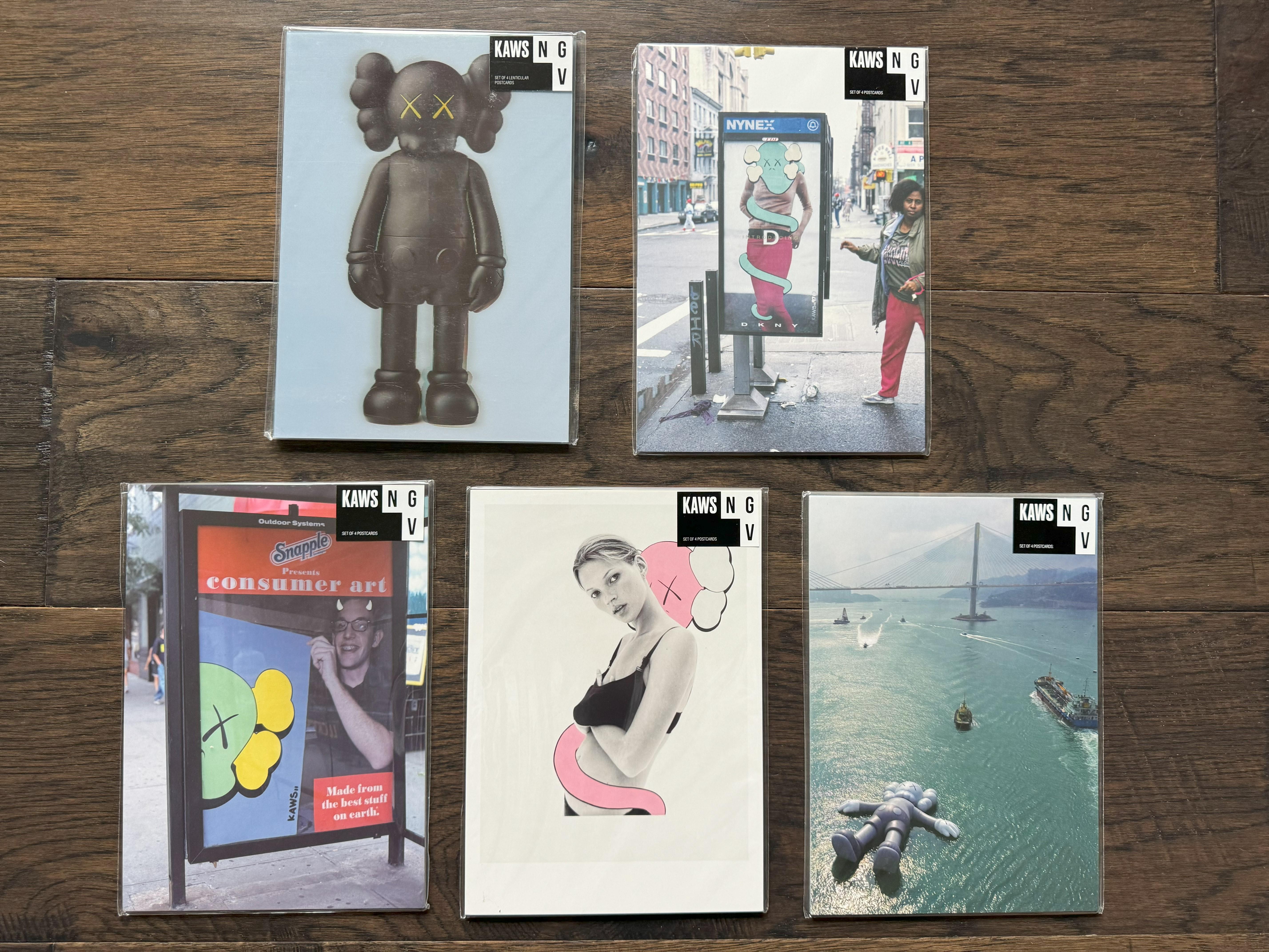 Full Set of 20 KAWS NGV Postcards Kate Moss Lenticular Companions Sealed