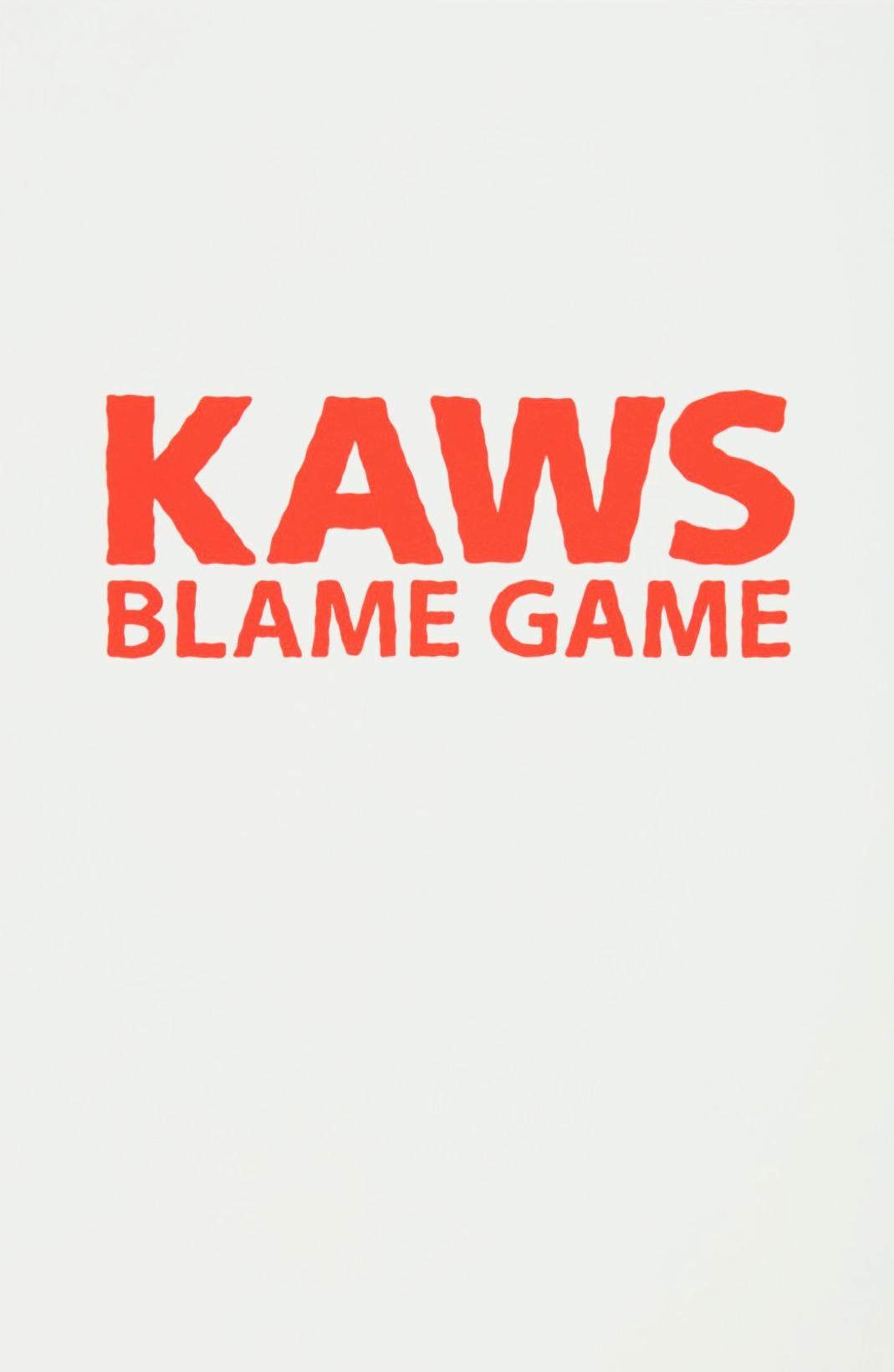 The ‘Blame Game' III by KAWS is an exceptionally rare silkscreen print, one of the ten in the portfolio series created in 2014. A completely new, individual, brightly colored screenprint signed and numbered by the artist. The portfolio was created