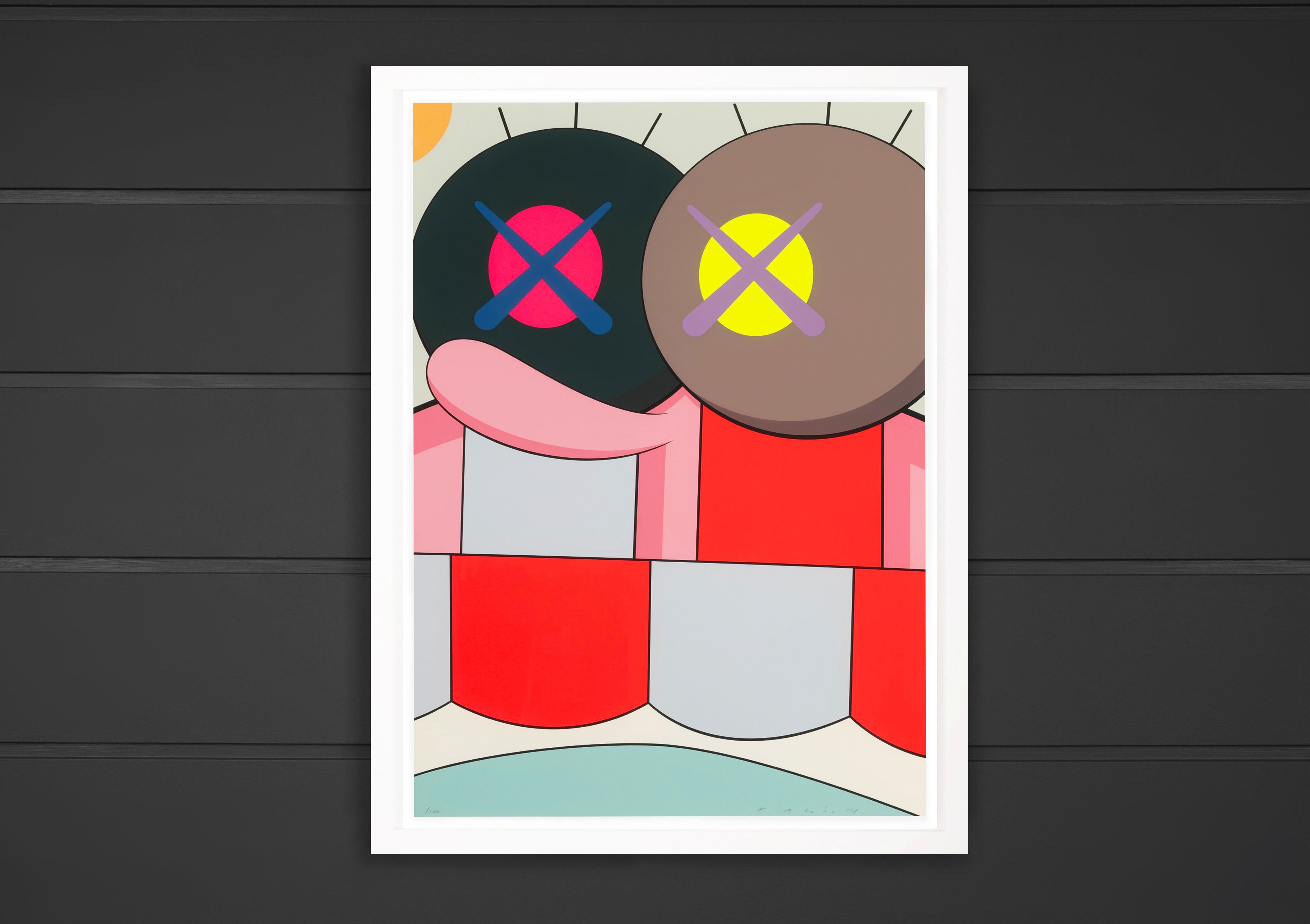 The ‘Blame Game IV' by KAWS is an exceptionally rare silkscreen print, one of the ten in the portfolio series created in 2014. A completely new, individual, brightly colored screenprint signed and numbered by the artist. The portfolio was created in