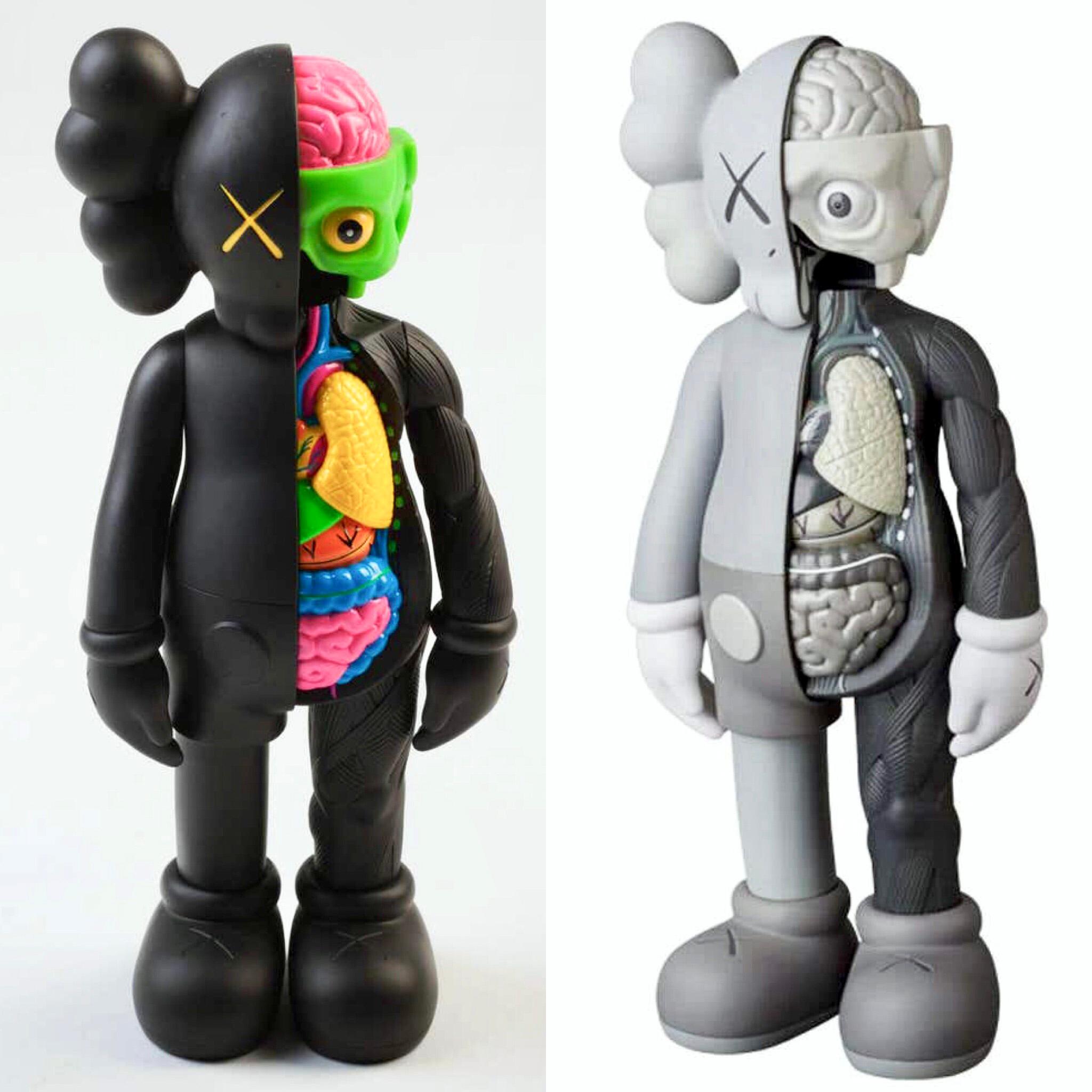 KAWS Flayed Companion: Set of 2. Each, new and sealed in their original packaging. Published by Medicom Japan in conjunction with the exhibition, KAWS: Where The End Starts at the Modern Art Museum of Fort Worth in 2016. These figurines have since