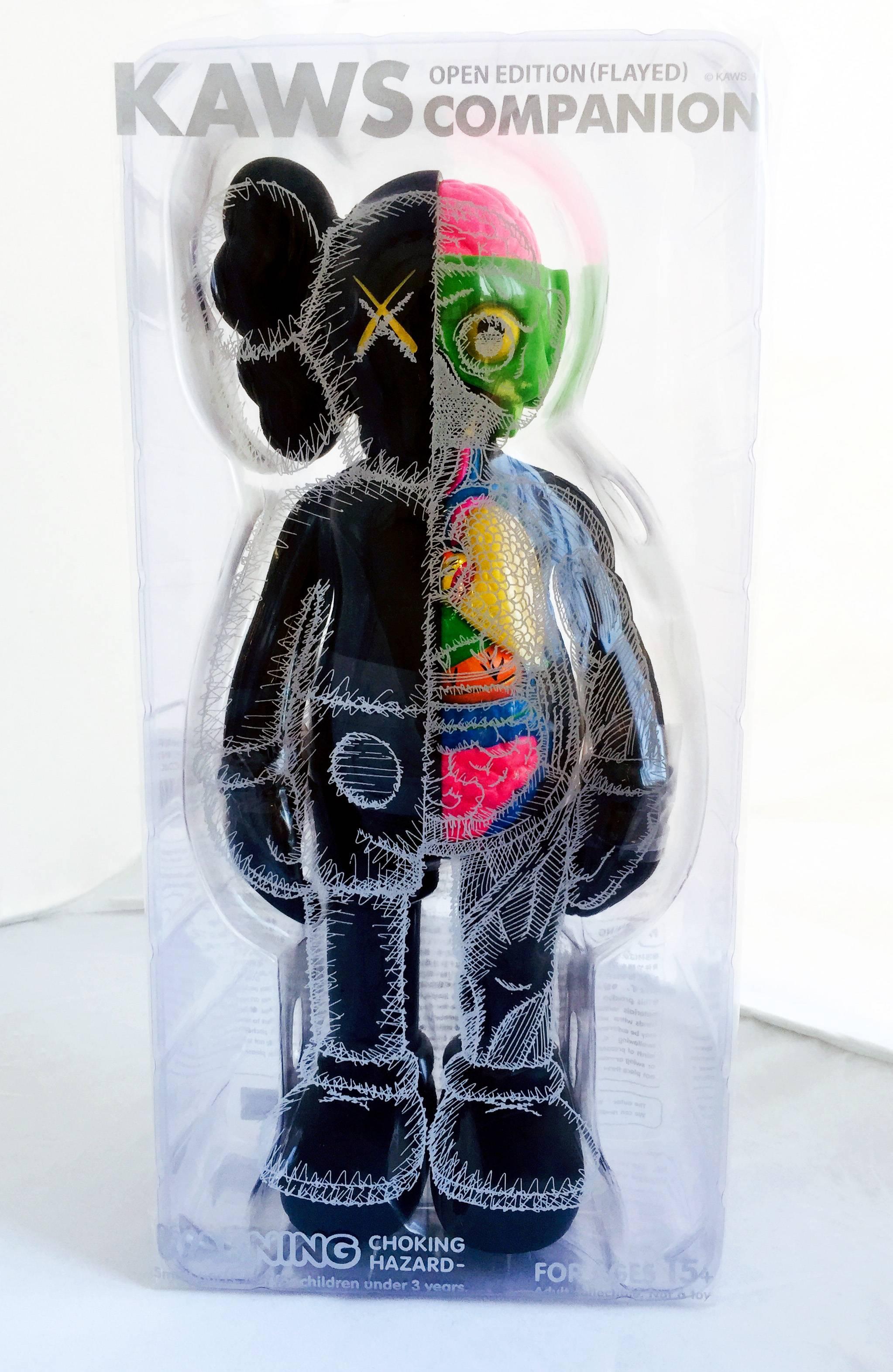 KAWS Companion: Set of 3 Flayed Companions. Each, new and sealed in original packaging. Published by Medicom Japan in conjunction with the exhibition, KAWS: Where The End Starts at the Modern Art Museum of Fort Worth in 2016. These figurines have