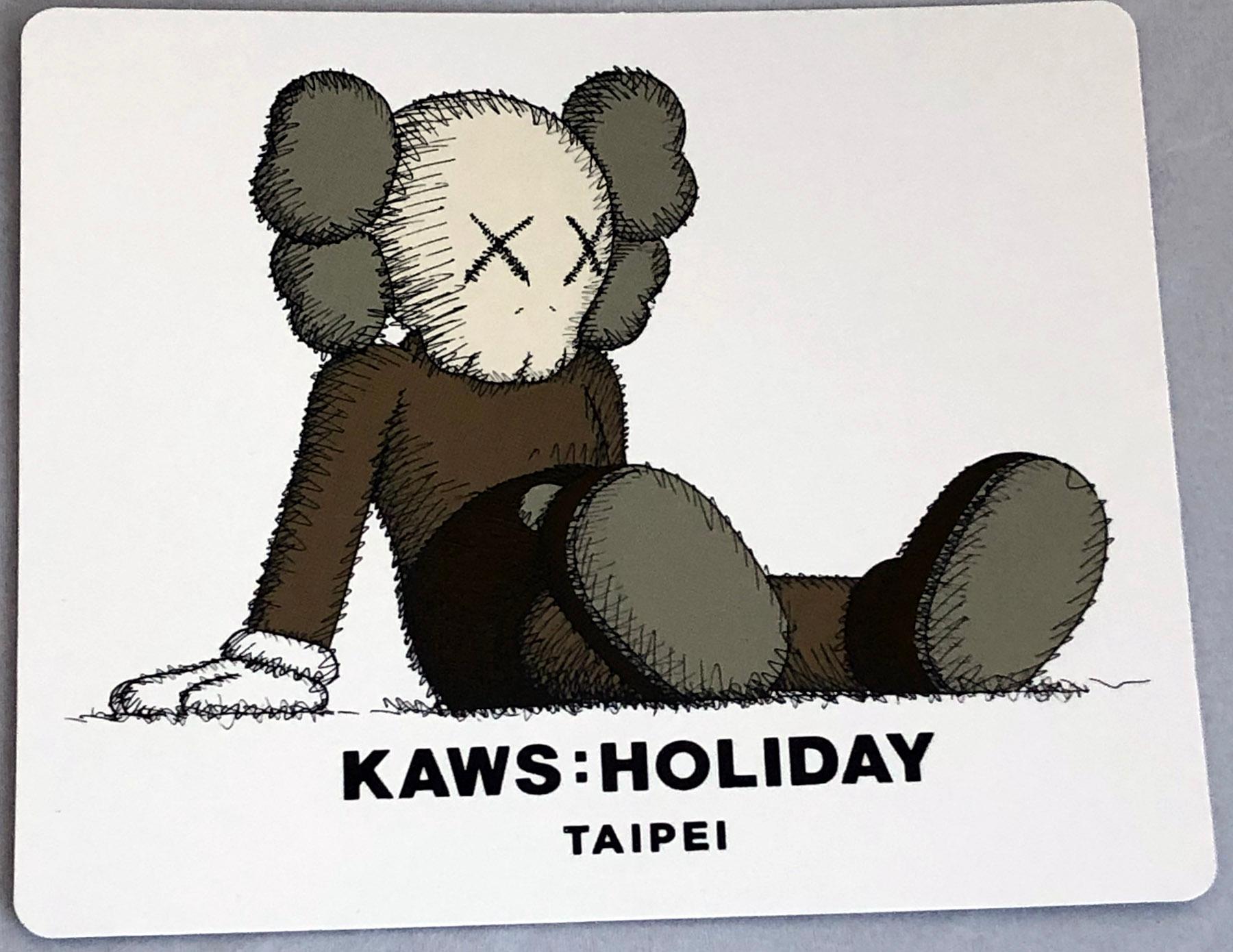KAWS Brown Holiday Companion (KAWS Taipei): 
This figurine features KAWS' signature character COMPANION in a resting seated position. The piece was published by All Rights Reserved to commemorate the debut of KAWS’ largest sculptural endeavor to