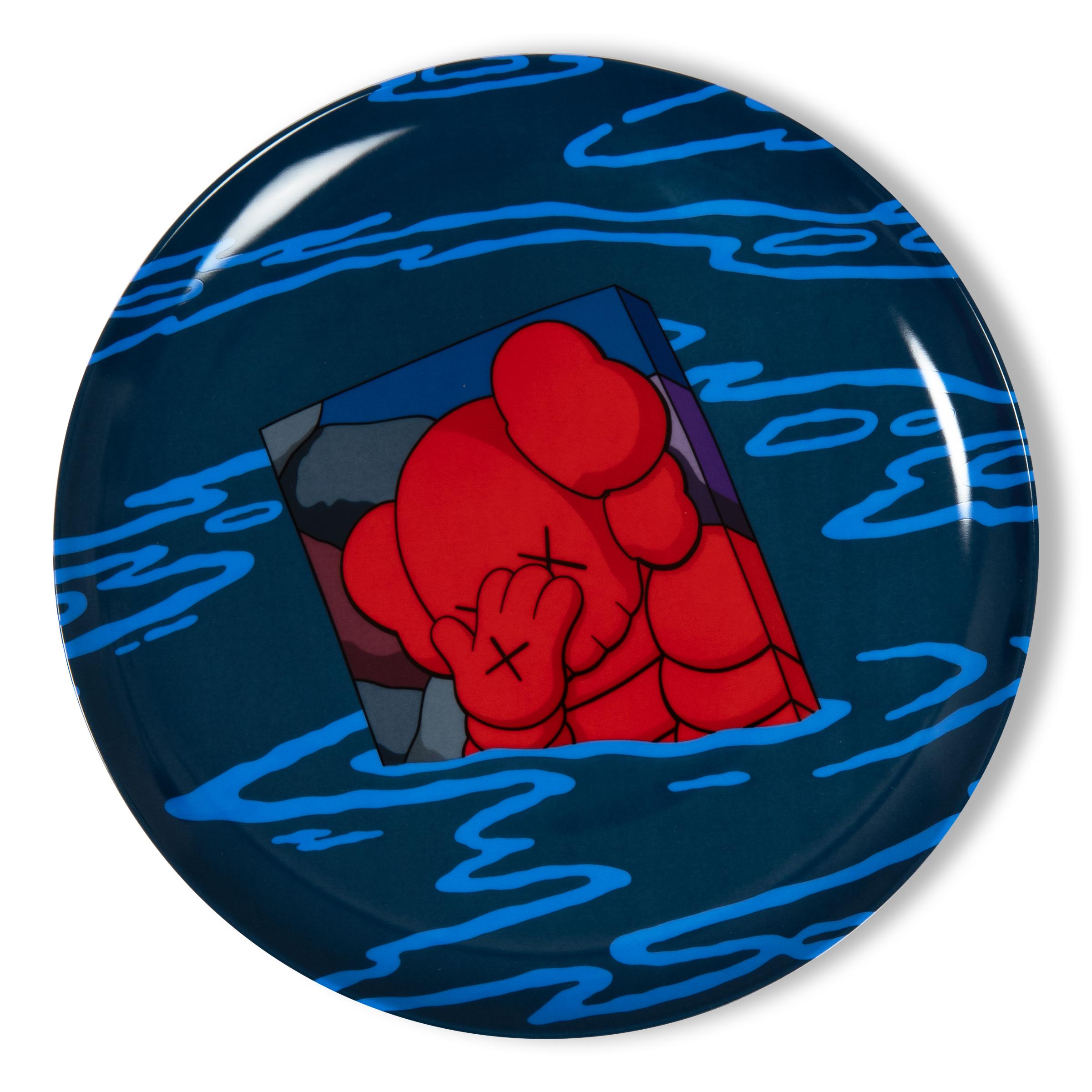 KAWS (American, b. 1974)
Hours, Nights, Weeks, Months, 2023
Medium: Porcelain plate (fine bone china)
Dimensions: 10 1/2 in diameter  26.7 cm diameter
Edition of 250: Printed signature and edition details on verso
Condition: Mint (in original