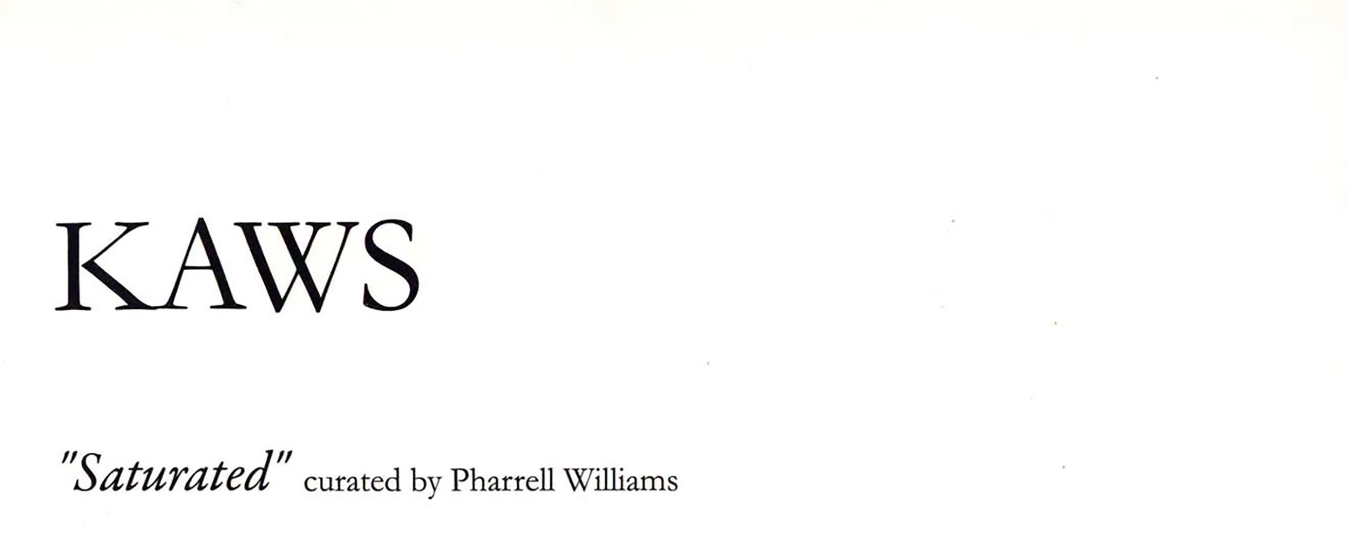 KAWS “SATURATED”: Galerie Emmanuel Perrotin Miami, FL 2008:
Rare, highly collectible 2000s exhibition announcement for a solo exhibition by KAWS curated by legendary hip hop producer, Pharrell Williams at Perrotin Miami. Image: KAWS