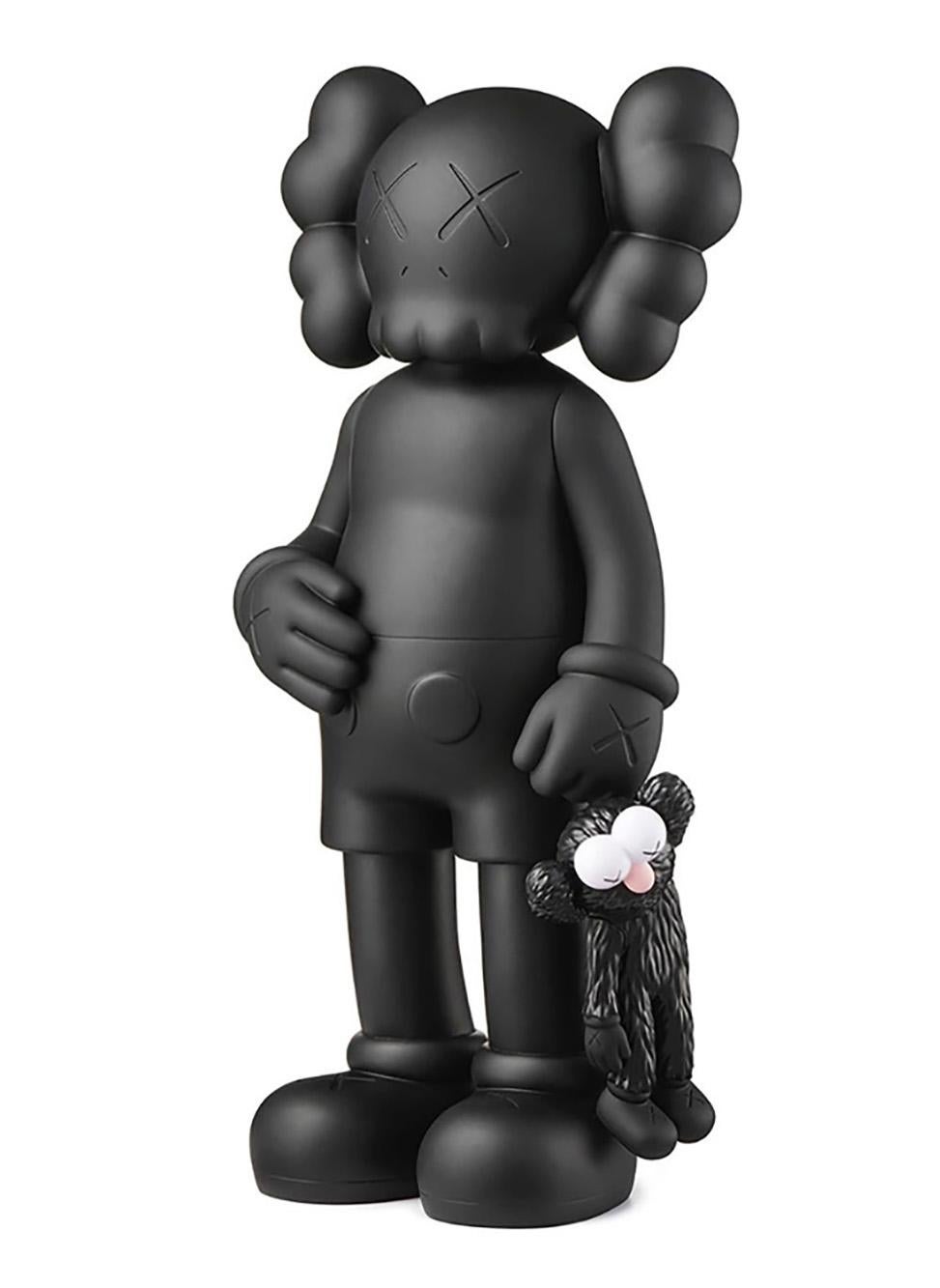 KAWS SHARE (Black), new & unopened in its original packaging. 

Medium: Painted Vinyl Cast Resin. 
12.4 x 6.3 inches. 
New, unopened in its original box; excellent condition.  
From a sold out edition of unknown. Stamped to the underside of foot.