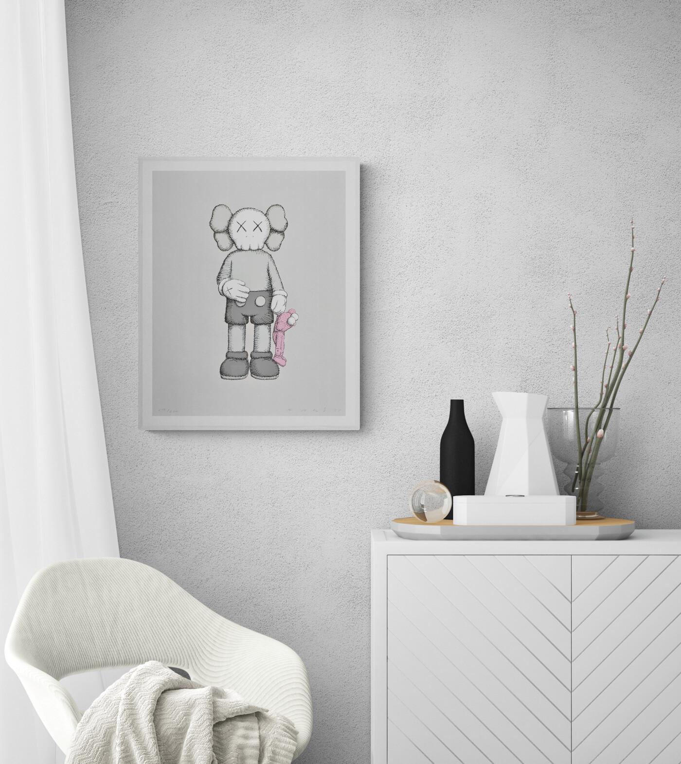 KAWS - SHARE Hand signed & numbered - Modern Art Companion & Pink BFF Grey Pink For Sale 9