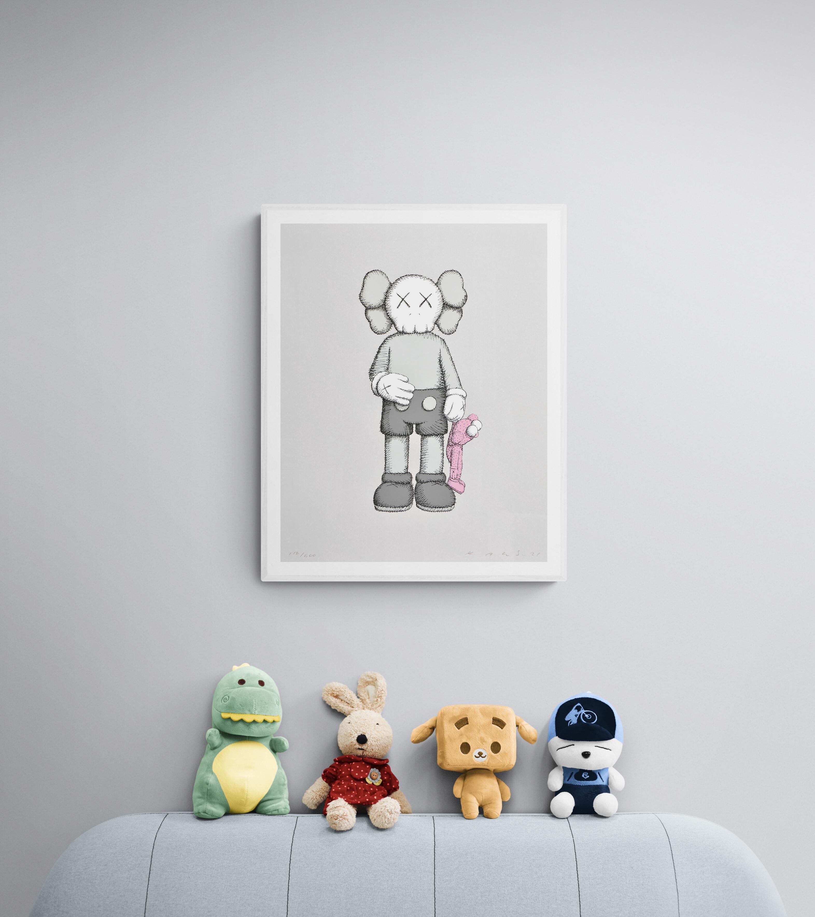 KAWS - SHARE Hand signed & numbered - Modern Art Companion & Pink BFF Grey Pink For Sale 8