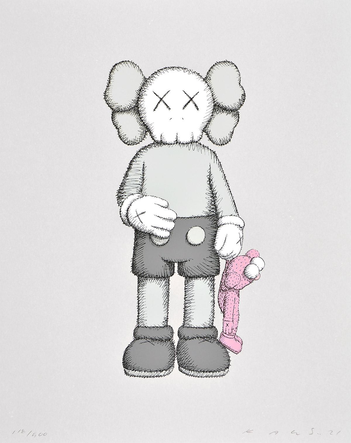 KAWS - SHARE
Date of creation: 2022
Medium: Screen print on Stonehenge gray paper
Edition number: 118/500
Size: 50.8 x 40.6 cm
Condition: In mint conditions, brand new and never framed
Observations: Screen print on Stonehenge gray paper hand signed,