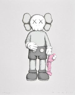 KAWS - SHARE Hand signiert & nummeriert - Moderne Kunst Companion & Pink BFF Grau Rosa