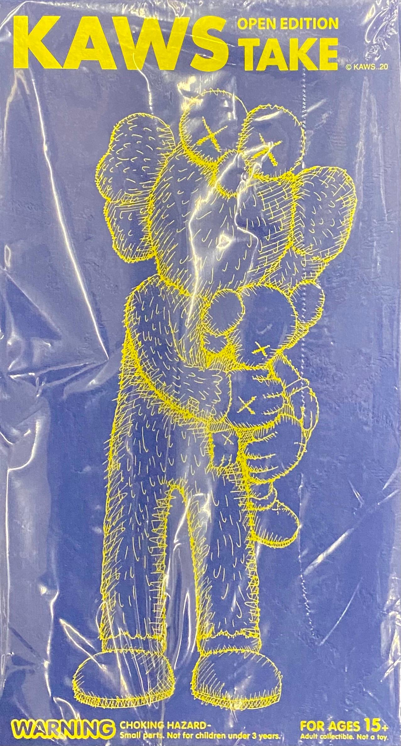 KAWS TAKE (Blue) new & unopened in its original packaging. 
A standout KAWS figurative sculpture and variation of KAWS' large scale TAKE sculpture - a key highlight of the exhibition, 'KAWS BLACKOUT’ at Skarstedt Gallery London in 2019 - the first