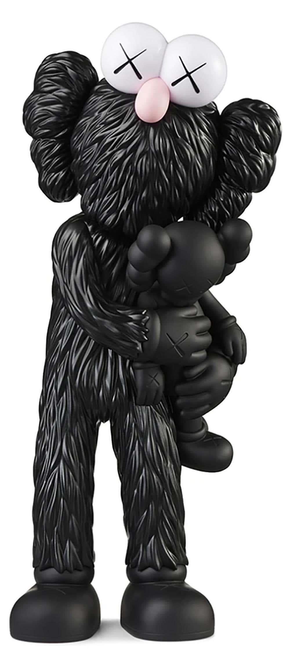 KAWS TAKE (Black) new & unopened in its original packaging. 
A standout KAWS figurative sculpture and variation of KAWS' large scale TAKE sculpture - a key highlight of the exhibition, 'KAWS BLACKOUT’ at Skarstedt Gallery London in 2019 - the first