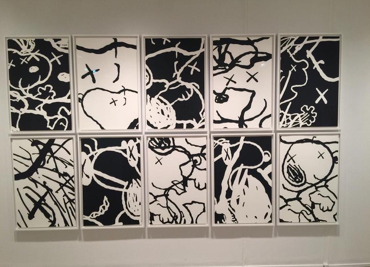 Screenprint in black and white
Saunders Waterford High White Paper

Signed and dated recto in pencil

The KAWS motif has become instantly recognizable with traditional cartoon characters transformed into vibrant, playful, and near-abstract enigmas.
