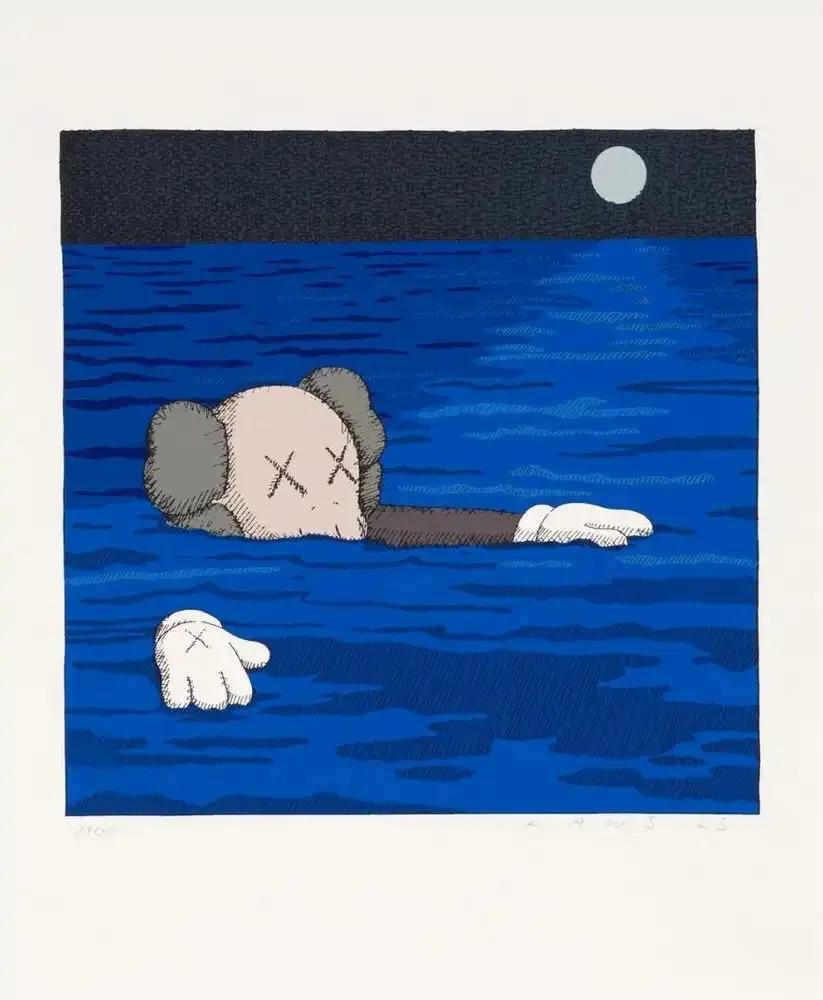 Tide by KAWS
10-color silkscreen on Coventry Rag paper with water base and ultraviolet ink
27.9 x 23.2 cm
Edition 87 of 100
Signed and numbered
Published by Phaidon.
Mint condition, unframed.