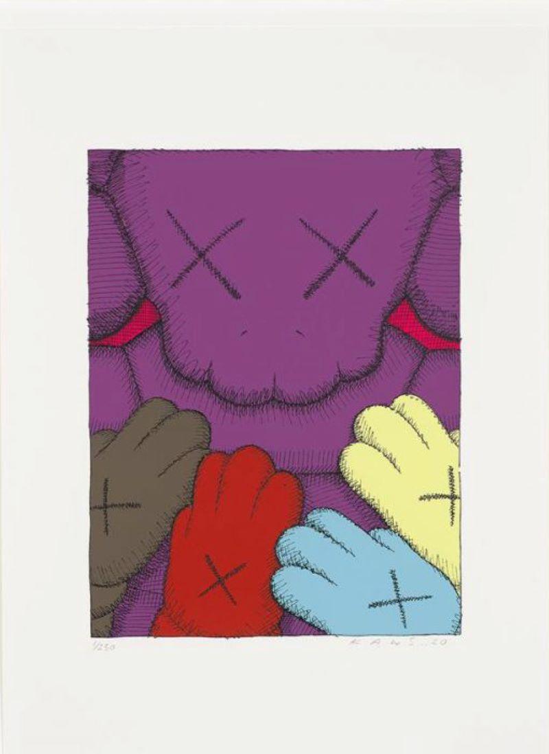 Ohne Titel von URGE (Purple) Signierter Original-Siebdruck – Print von KAWS