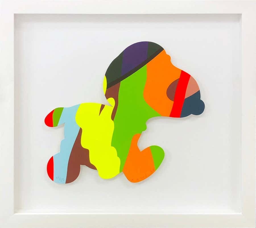 Untitled (Running Snoopy), Cutout Screen Print on Paper, Signed, Ed. 14/25, 2020