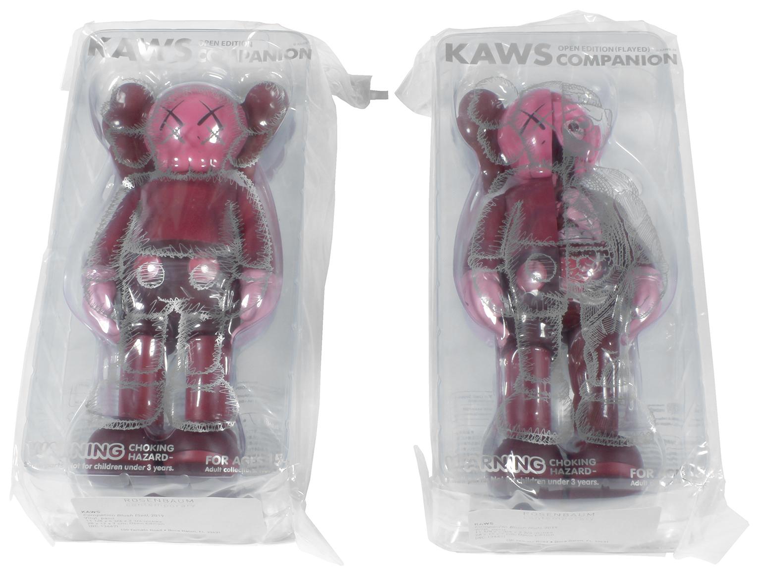 Companion Blush Set aus zwei bemalten Vinylfiguren in Originalverpackung von Medicom Toy Corp. Von KAWS (a.k.a. Brian Donnelly's) Open Edition Veröffentlichung im Jahr 2019. 