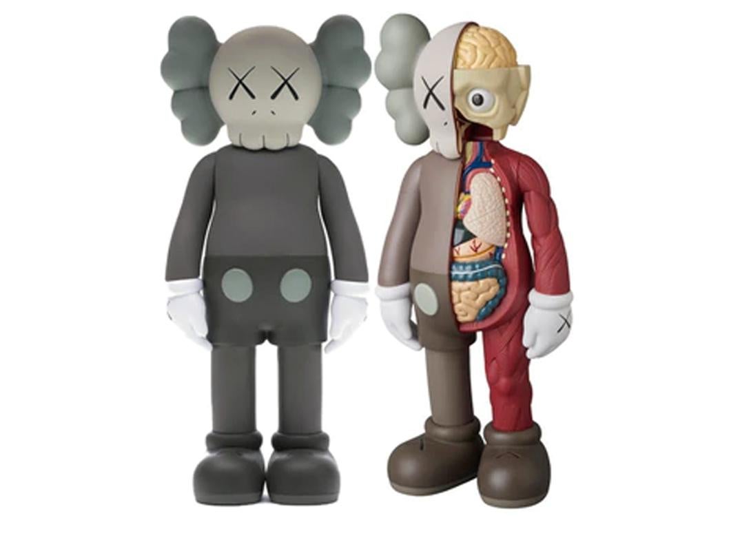 KAWS Figurative Sculpture - Companion Open Edition Vinyl Figure Pair, Flayed and Regular (Brown)