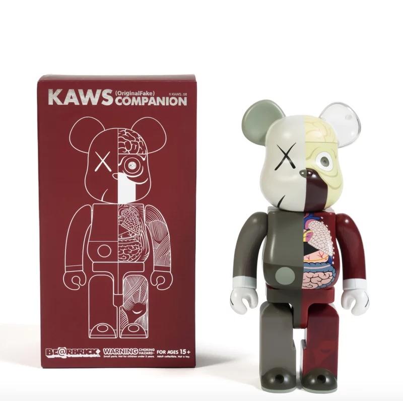 
KAWS Dissected Brown Bearbrick 400%,

500 editions released in 2008: a collaboration between KAWS's OriginalFake brand and Medicom; This highly sought after brown dissected KAWS Bearbrick figure is made of cast vinyl and features the artist's