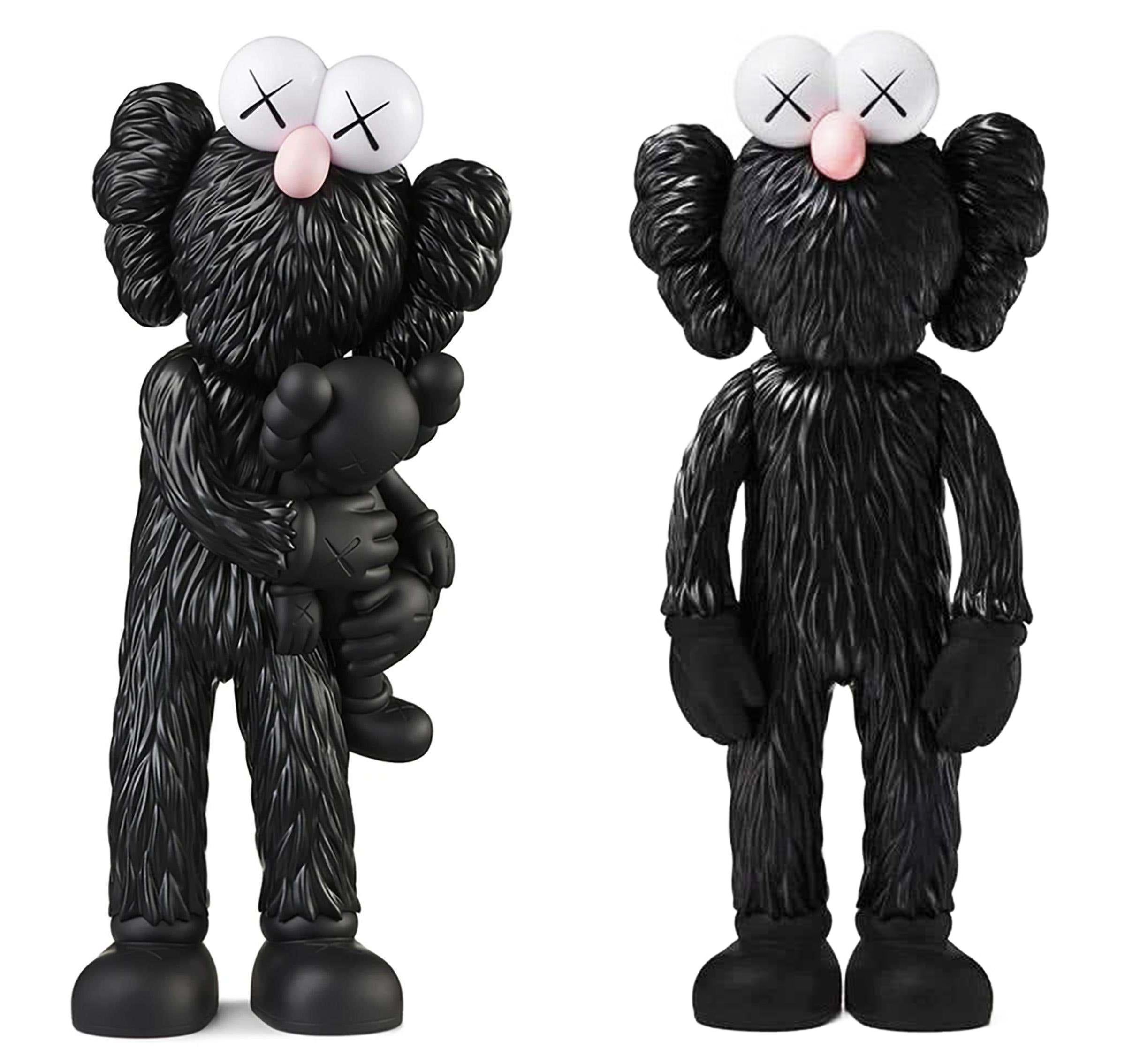 KAWS BFF Black & KAWS TAKE Black (set of 2 KAWS Companions): 
A well-received KAWS figure set featuring KAWS' smaller scale BFF sculpture originally on display in Los Angeles's Playa Vista neighborhood: and a variation of KAWS' large scale TAKE