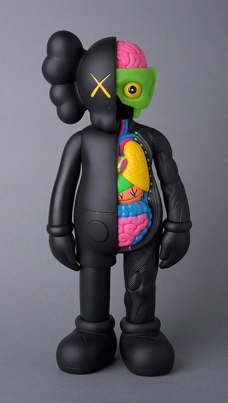 KAWS Companion, Black Flayed & Black full body 2016 (set of 2 individual pieces). Each new and sealed in original packaging. Published by Medicom Japan in conjunction with the exhibition, KAWS: Where The End Starts at the Modern Art Museum of Fort