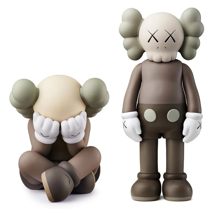 KAWS Brown Companion, 2016 & KAWS SEPARATED brown 2021, set of two individual works:

This set features KAWS classic figurative sculpture, KAWS Companion, which was published by Medicom Japan in conjunction with the exhibition, KAWS: Where The End
