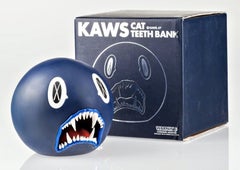 KAWS - Cat Teeth Bank Limited Edition painted cast vinyl sculpture +original box