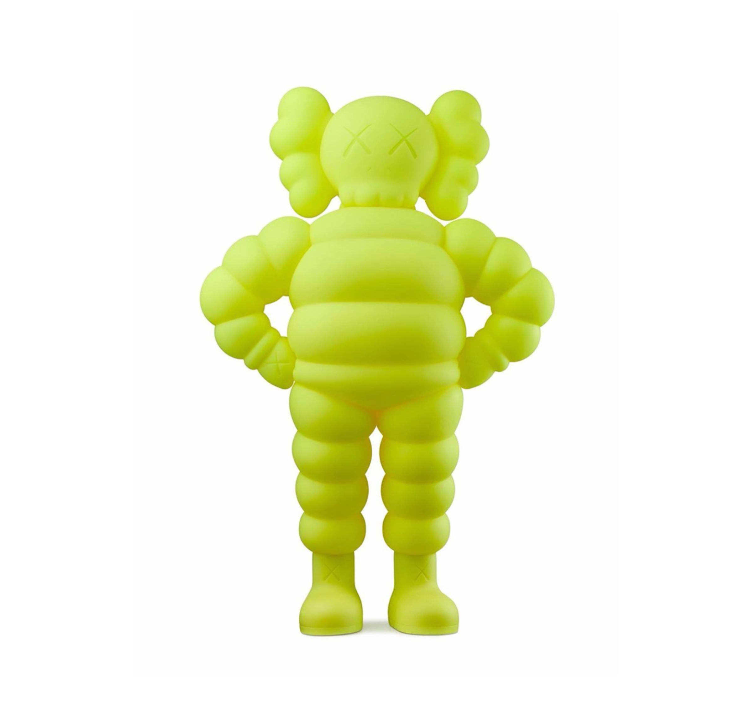 KAWS Chum Vinyl Figure (20th Anniversary) Yellow
Artist: KAWS
Medium: Painted Rotocast Vinyl
Title: Chum Vinyl Figure Yellow
Portfolio: Chum Figures (20th Anniversary)
Year: 2022
Edition: Open edition
Image Size: 11 1/2" × 7 3/4" × 3 1/2"
Signed: