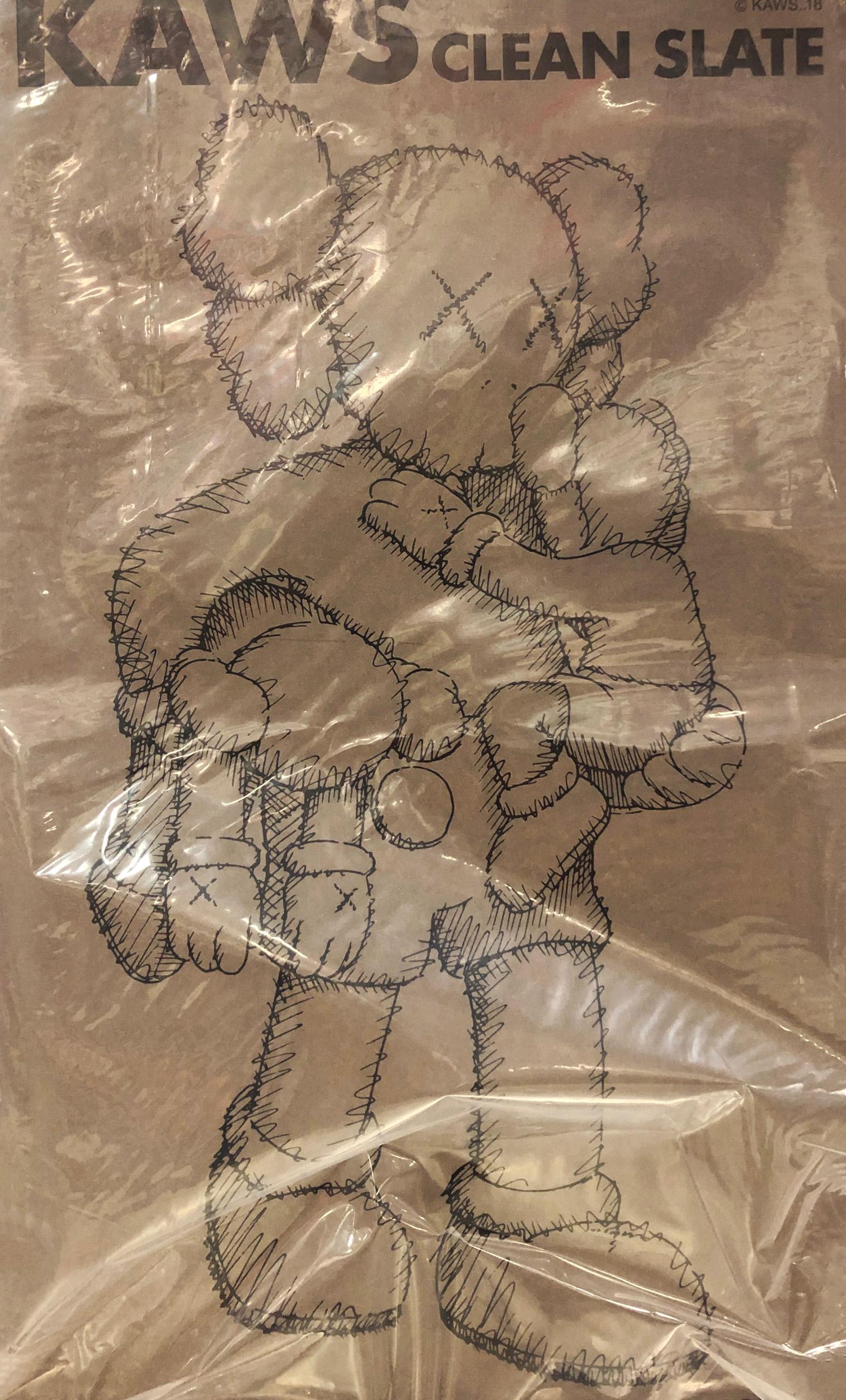 KAWS Clean Slate (Brown), new & unopened in its original packaging. 
A well-received work and variation of KAWS' large scale Clean Slate sculpture - a key highlight of KAWS’ major museum exhibition KAWS: WHERE THE END STARTS where it was displayed