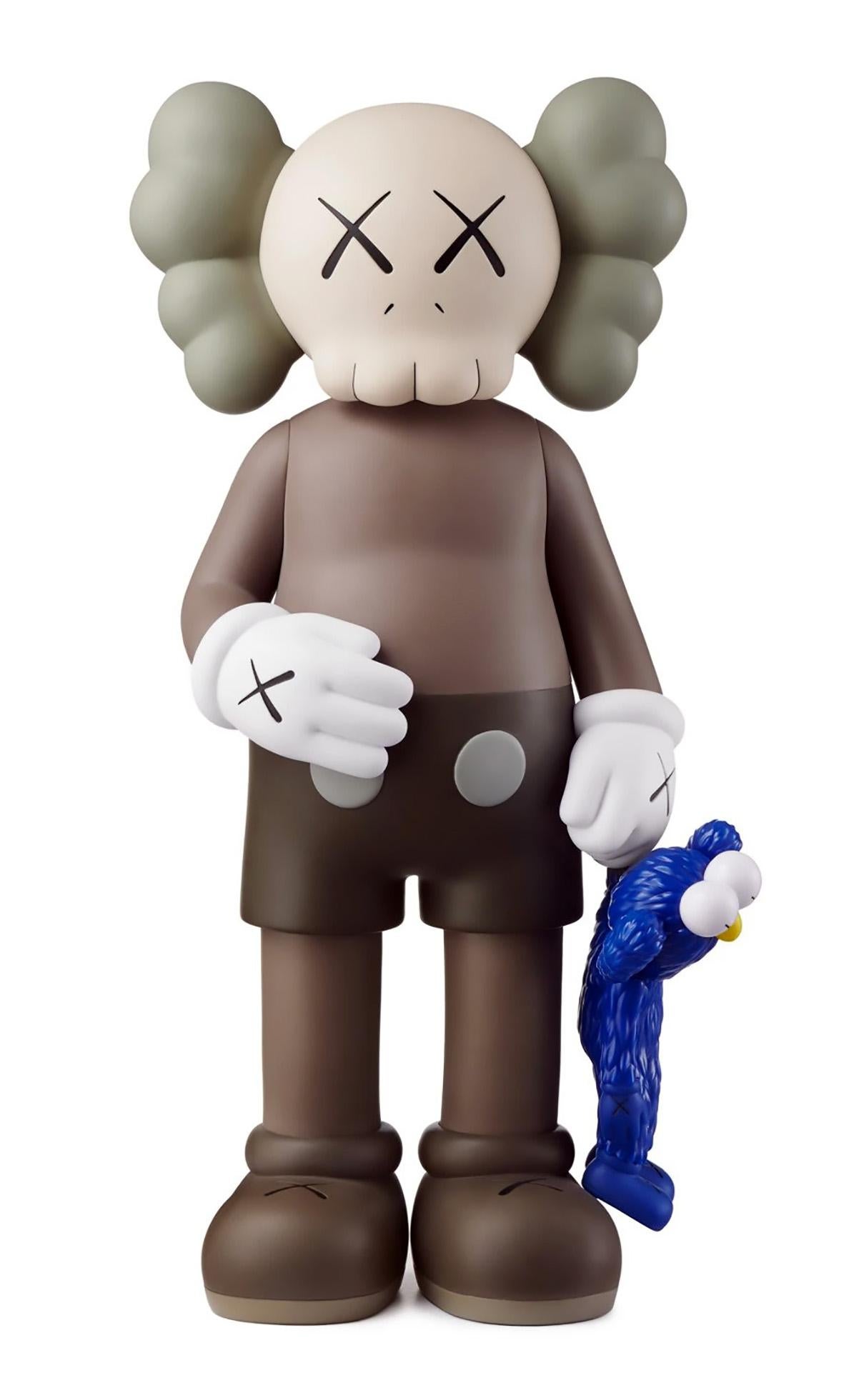 KAWS Companion 2016-2021:
A sharply curated set of 10 distinguished individual Brown KAWS Companions new & unopened in original packaging. Dimensions as follows:

KAWS Clean Slate, 2018: 14.25 x 8 x 8 inches. 
KAWS Brown Companion 2016: 11 x 5