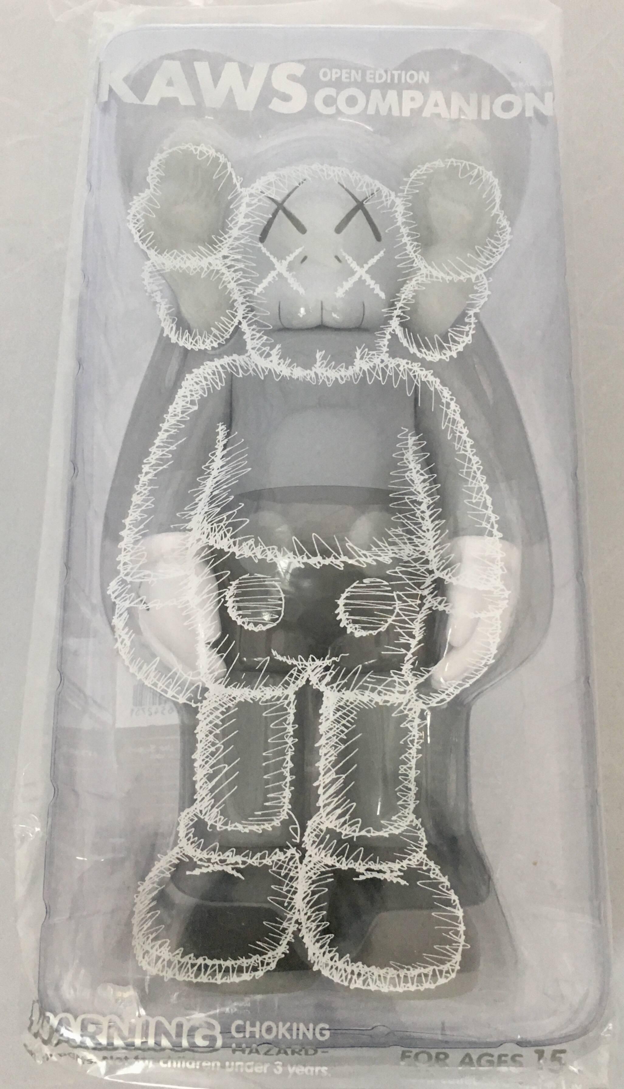 KAWS Companion 2016: Set of 3 works new and sealed in original packaging. Published by Medicom Japan in conjunction with the exhibition, KAWS: Where The End Starts at the Modern Art Museum of Fort Worth. Set includes 3 colors: Black, Brown and