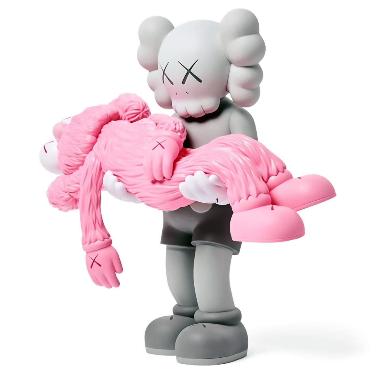 KAWS GONE Grey & KAWS Pink BFF Companions (set of 2 works 2017-2019):

Medium: Vinyl paint & Cast Resin (applies to each work). Published 2017 & 2019, respectively.
GONE: 14.25 x 7 inches.
BFF: 13 x 5.7 inches.
Each new, unopened in their original