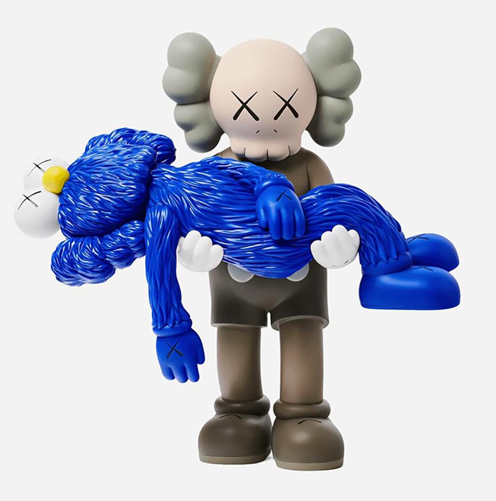 KAWS GONE Brown & KAWS Blue BFF Companions (set of 2 works 2017-2019):

Medium: Vinyl paint & Cast Resin (applies to each work). Published 2017 & 2019, respectively.
GONE: 14.25 x 7 inches.
BFF: 13 x 5.7 inches.
Each new, unopened in their original