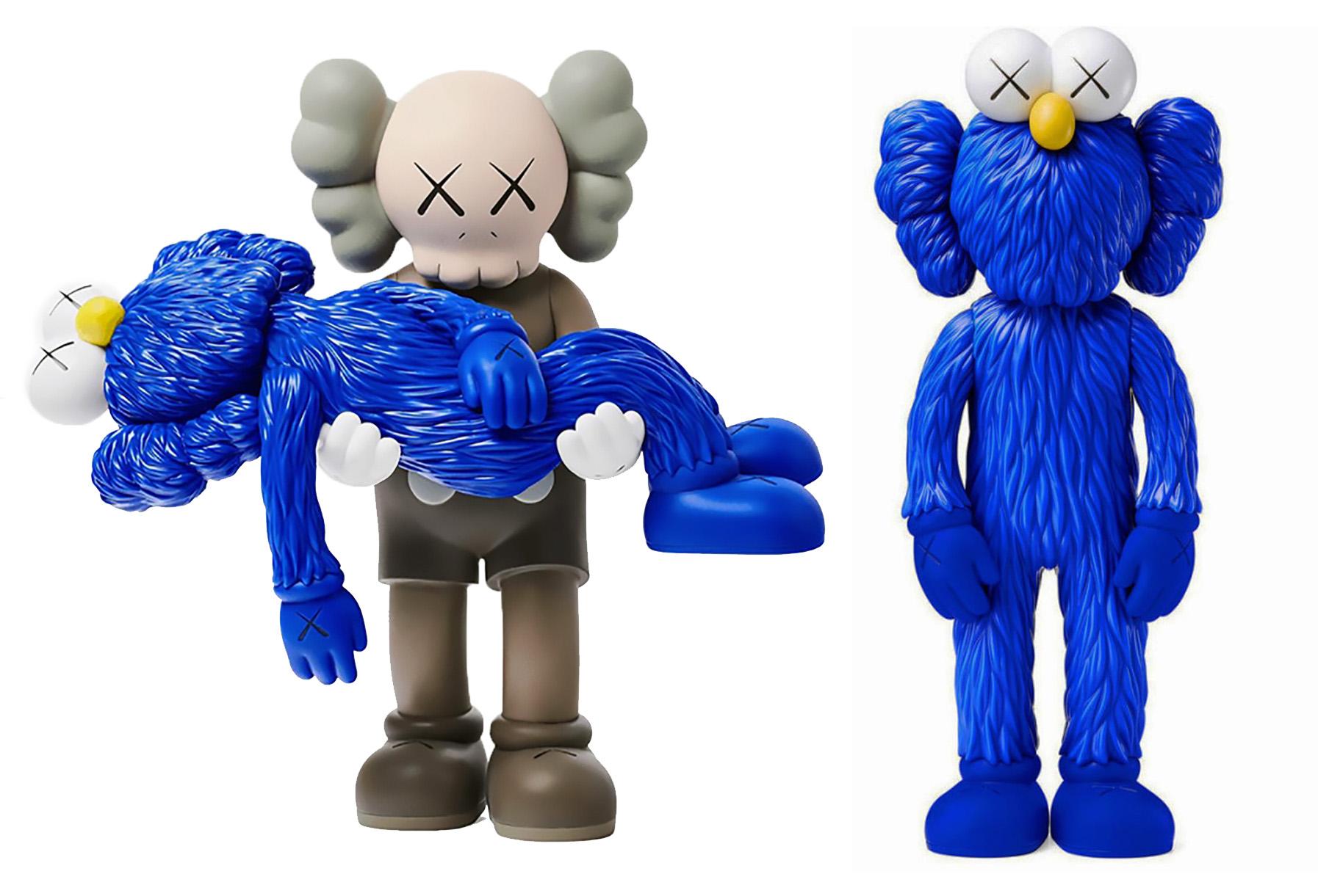 KAWS GONE Brown & KAWS Blue BFF Companions (2er-Set, 2017-2019):

Medium: Vinylfarbe und Gießharz (gilt für jedes Werk). Veröffentlicht 2017 bzw. 2019.
GONE: 14,25 x 7 Zoll.
BFF: 13 x 5,7 Zoll.
Jeweils neu und ungeöffnet in der