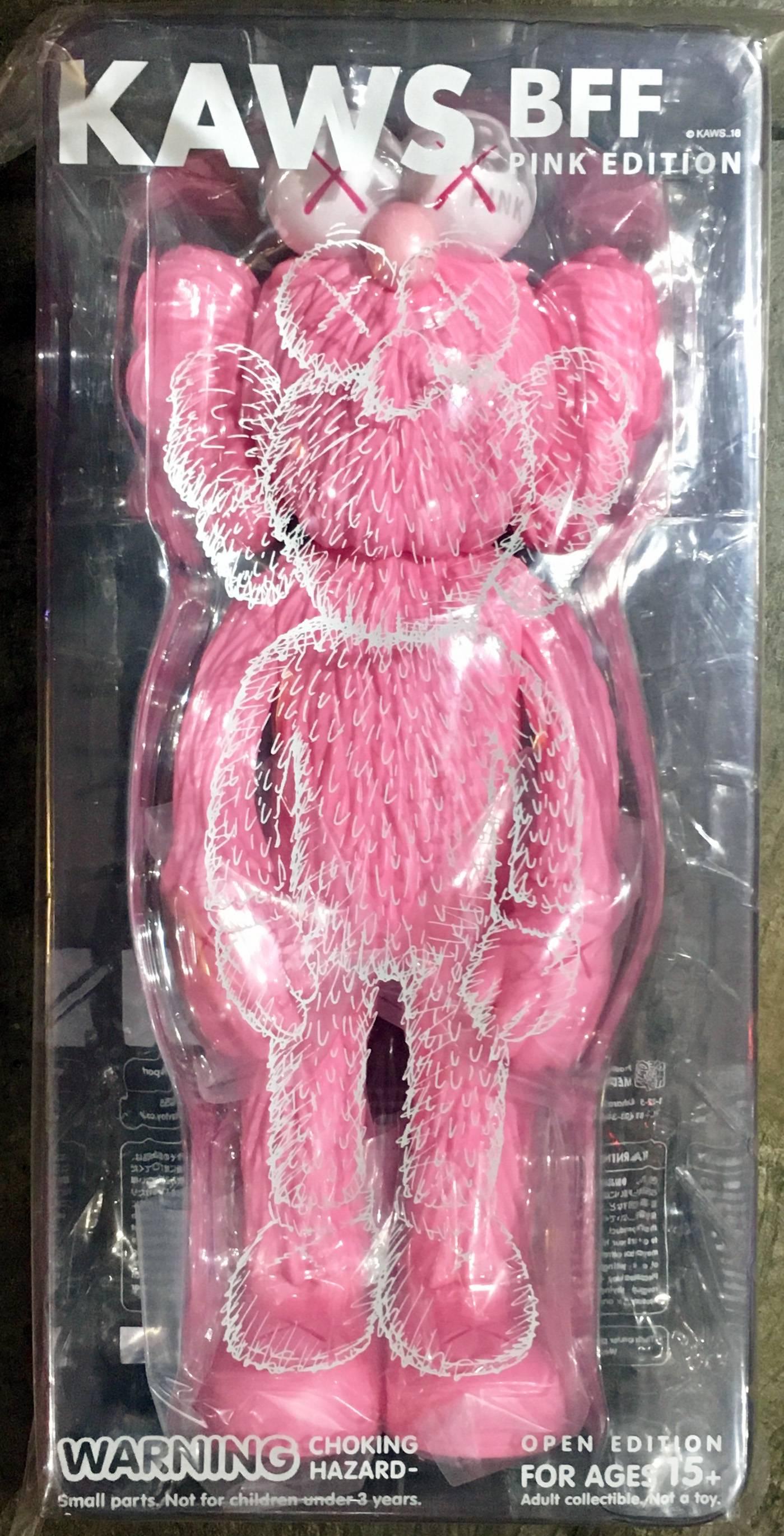 Rare KAWS BFF Pink new, unopened in its original packaging. 
A well-received work and variation of Kaws' large scale BFF sculpture is in Los Angeles's Playa Vista neighborhood Completely sold out; highly collectible and quite rare in this color.