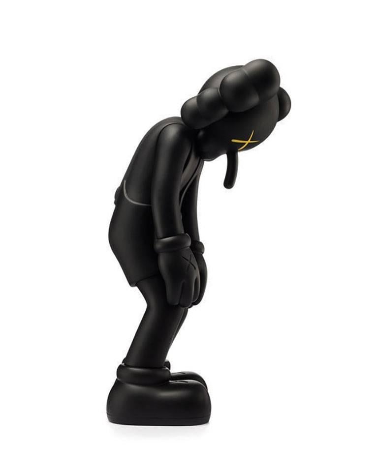 KAWS SMALL LIE Companion: Black &KAWS Along The Way Black set of 2 works:
This set features two of KAWS' iconic pieces; KAWS’s Small Lie features the Pinocchio-inspired figure bows its head in shame as if hiding from a parent after creating trouble