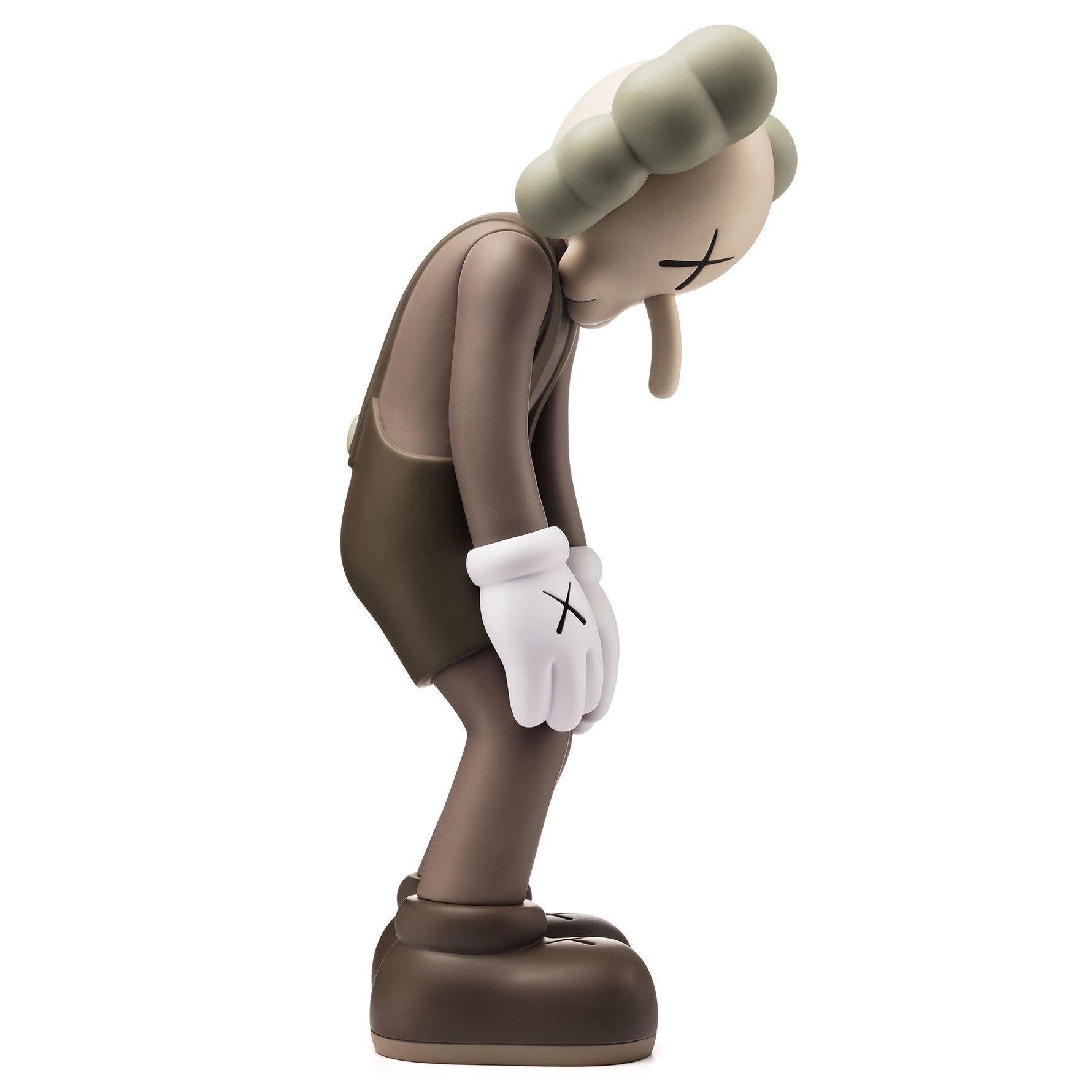 Small Lie (Brown)
Date of creation: 2017
Medium: Sculpture
Media: Vinyl
Edition: Unknown and sold out
Size: 27.5 x 12.3 x 13 cm
Observations: Vinyl sculpture published in 2017 by KAWS/ORIGINALFAKE & Medicom Toys. Sent inside its original box. 
KAWS
