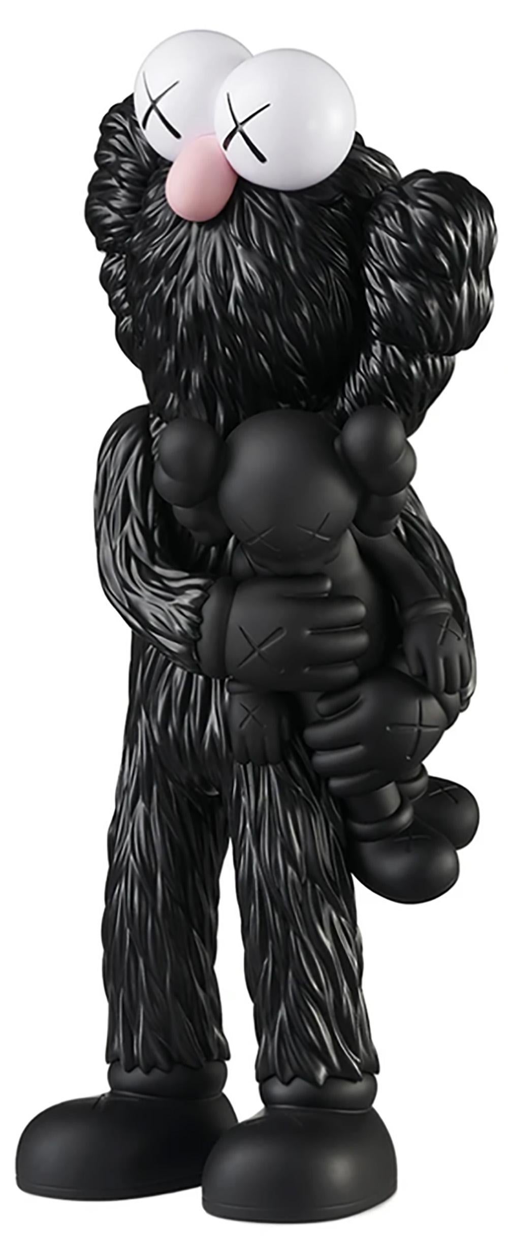 KAWS TAKE (Black) new & unopened in its original packaging. 
A standout KAWS figurative sculpture and variation of KAWS' large scale TAKE sculpture - a key highlight of the exhibition, 'KAWS BLACKOUT’ at Skarstedt Gallery London in 2019 - the first