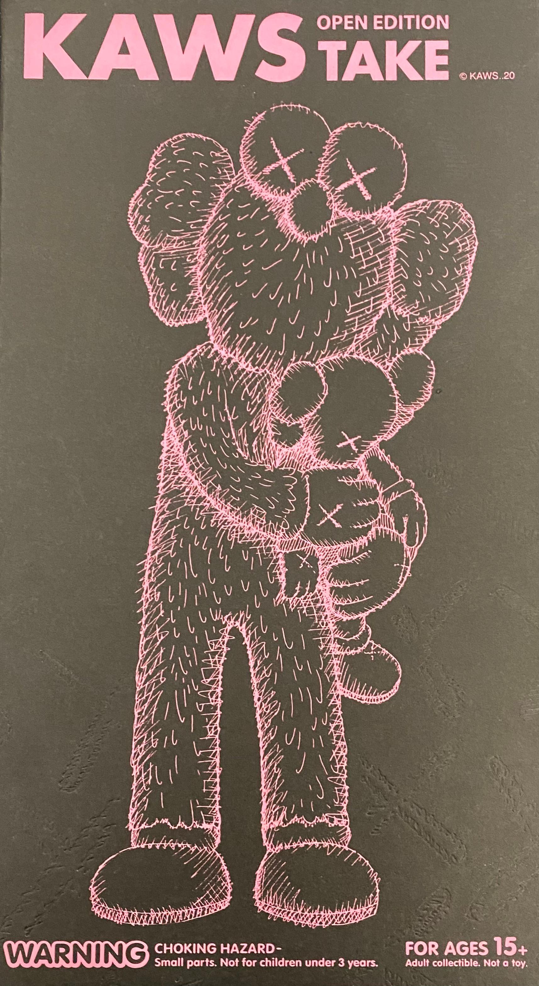 KAWS TAKE (Black) new & unopened in its original packaging. 
A standout KAWS Companion figure and variation of KAWS' large scale TAKE sculpture - a key highlight of the exhibition, 'KAWS BLACKOUT’ at Skarstedt Gallery London in 2019 - the first