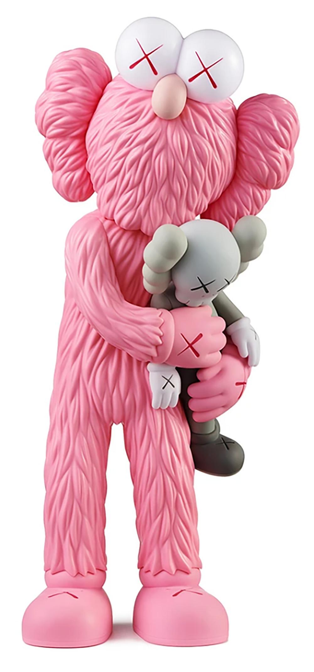 KAWS TAKE (Pink) sculpture figurative neuf & non ouvert dans son emballage d'origine. 
Une œuvre bien accueillie et une variation de la sculpture TAKE à grande échelle de KAWS - un point fort de l'exposition, 'KAWS BLACKOUT à la Skarstedt Gallery