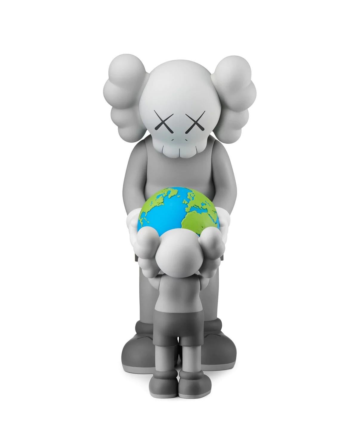KAWS The Promise (set of 2 works):
A unique KAWS Companion set in the artist’s signature black & grey color ways. KAWS The Promise features a blue & green globe being affectionately shared between parent & child. These timeless, highly collectible