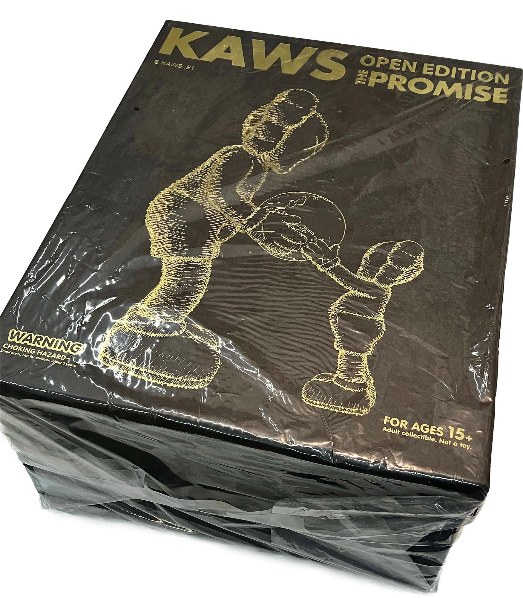 KAWS The Promise (set of 2 works):
A unique KAWS Companion set in the artist’s signature black & brown color-ways. KAWS The Promise features a blue & green globe being affectionately shared between parent & child. These timeless, highly collectible