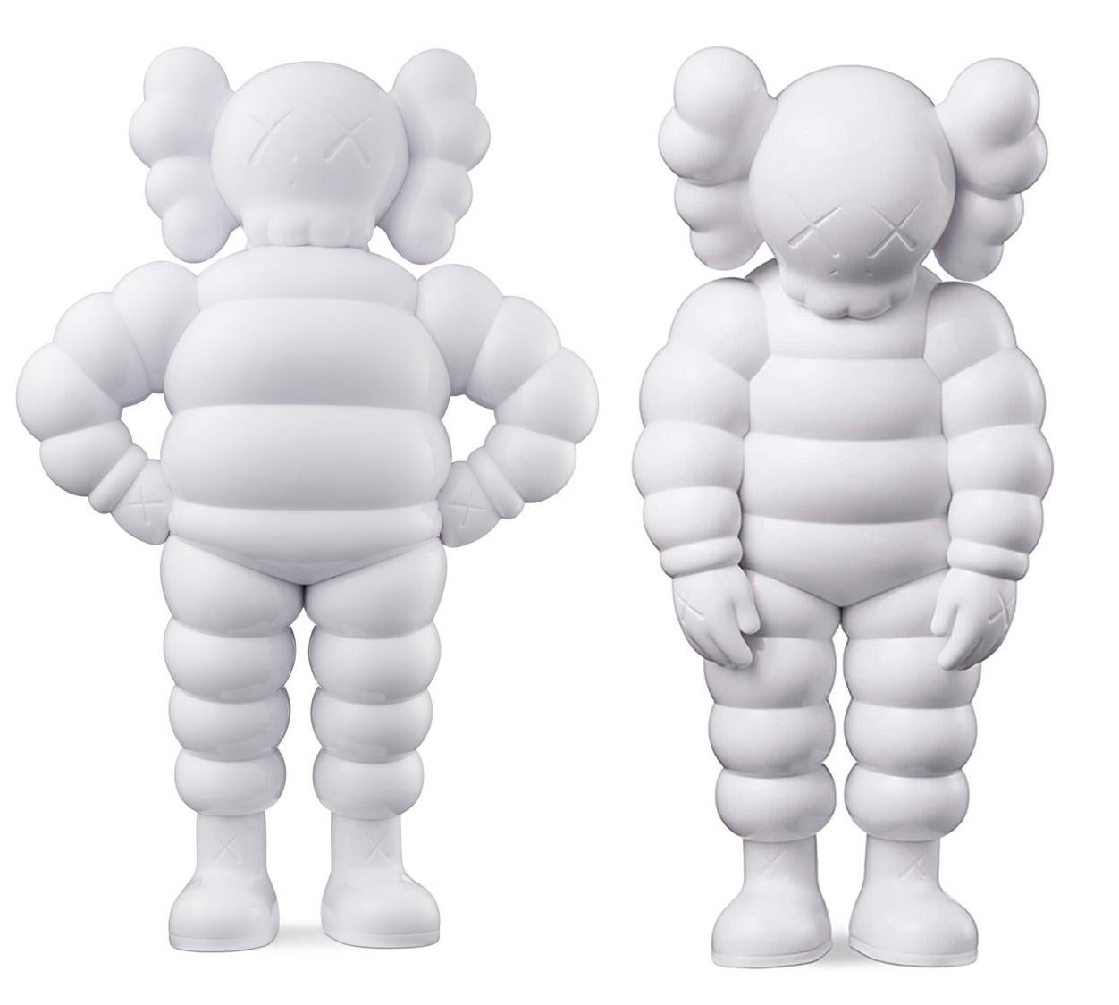 KAWS What Party & Chum (set of 2 works):
Two individual KAWS Companions featuring the classic KAWS CHUM character. Published to commemorate the debut of KAWS’ larger scale sculptural version of same at K11 Musea Hong Kong & the heralded KAWS WHAT